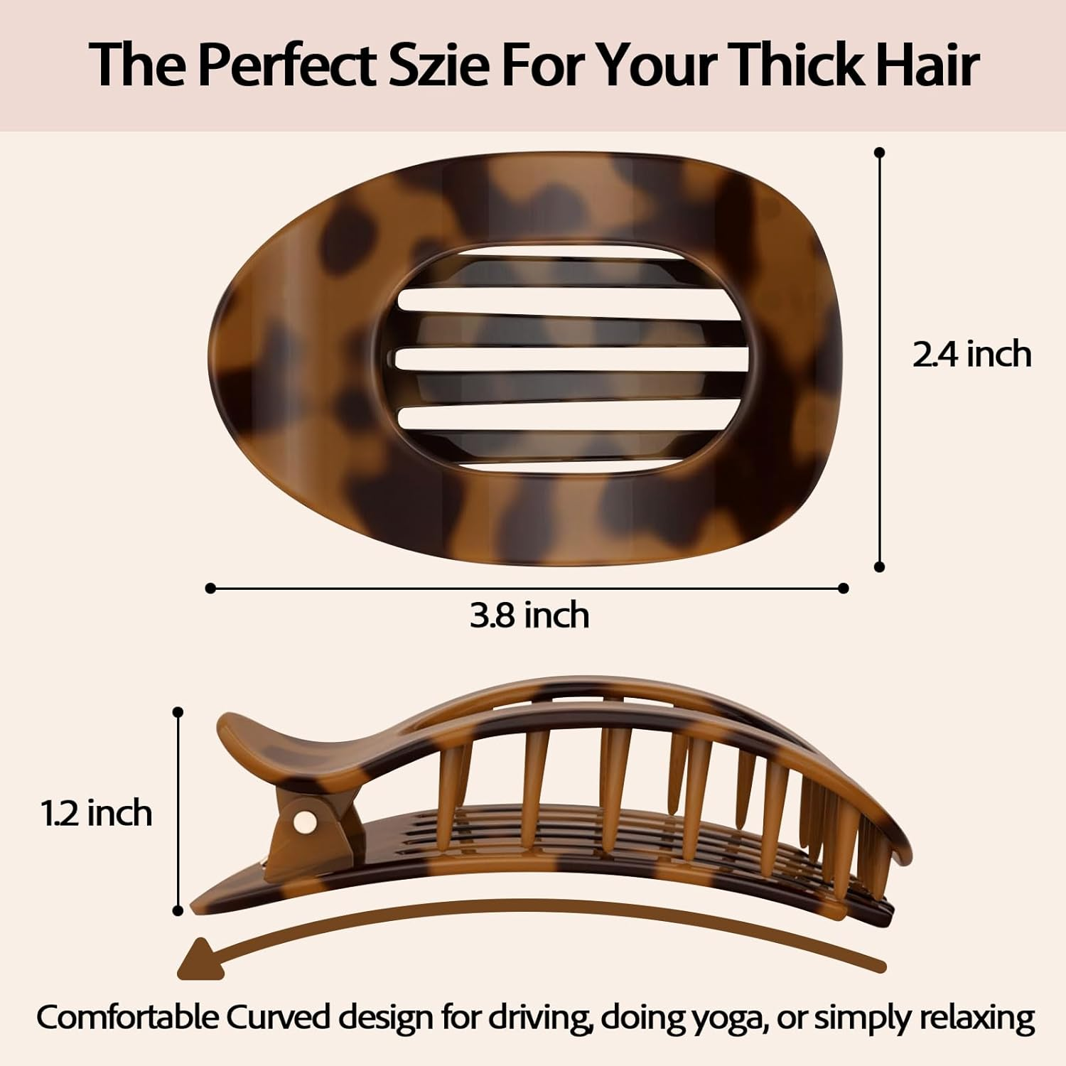 Vivasmile 4 PCS Flat Hair Clips for Women, Curved Design Hair Clips for Lying, Driving - Matte Strong Hold Hair Claw Clips for Thin, Thick Hair, Hair Accessories for Women and Girls (Leopard) image number 6