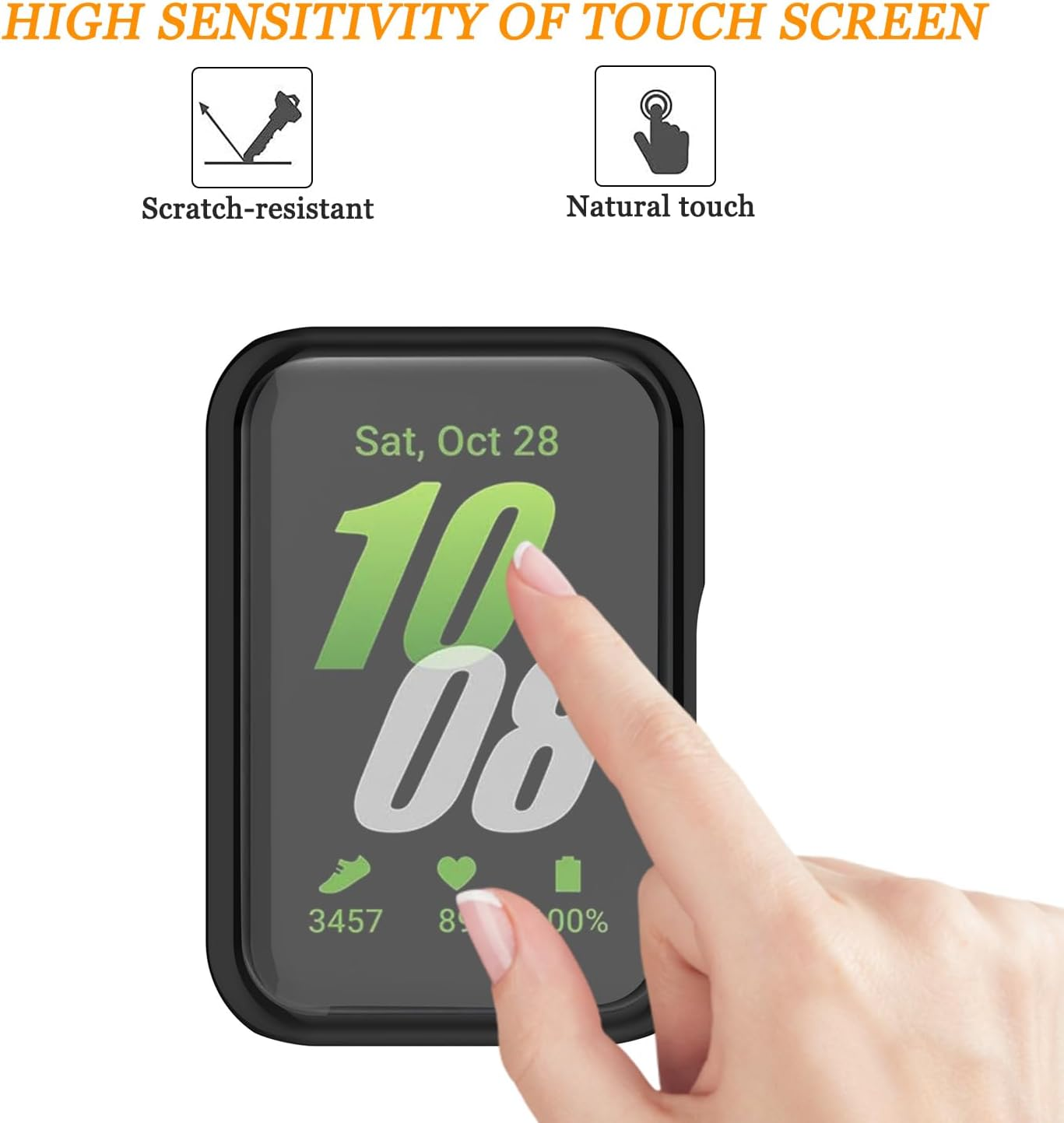 [2 Pack] Haotop TPU Screen Protector Cover Case Compatible with Samsung Galaxy Fit 3 Smartwatch (Black+Clear)