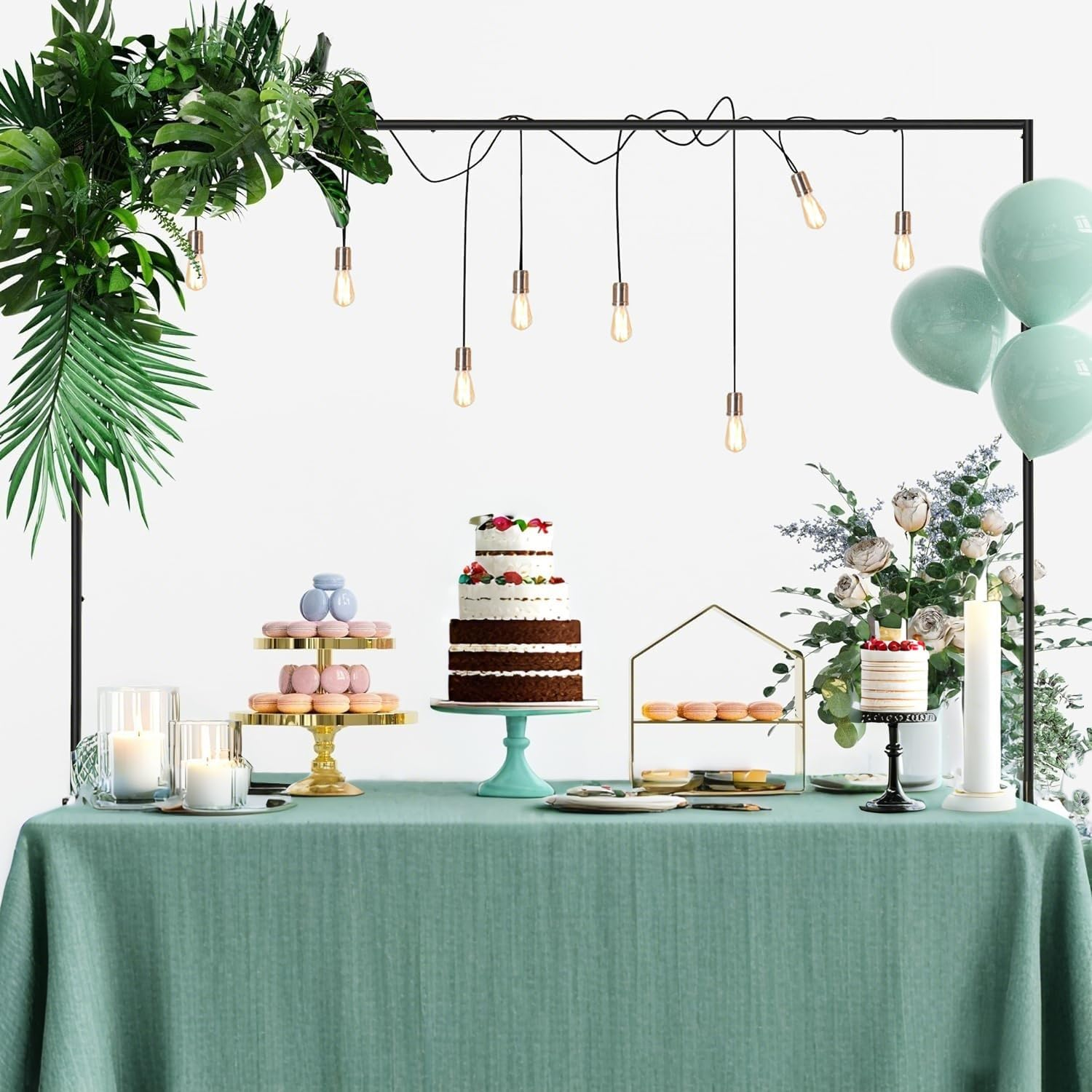 Springup over the Table Rod Stand with Clamps Adjustable 40-120 Cm Tall 55Cm-250 Cm Length Table Arch Hanging for Wedding Birthday Party Halloween Christmas Decoration (Gold)