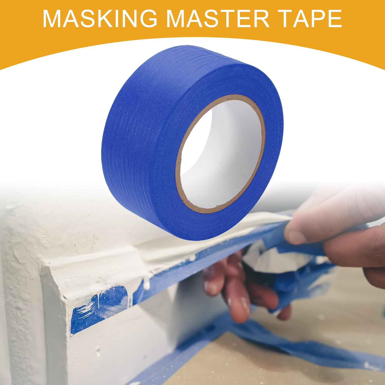 X AUTOHAUX 1 Pc 2 Inches X 60.1 Yards Universal Painters Tape - DIY Car Auto Paint for Masking Tape No Residue - Crepe Paper Blue image number 2