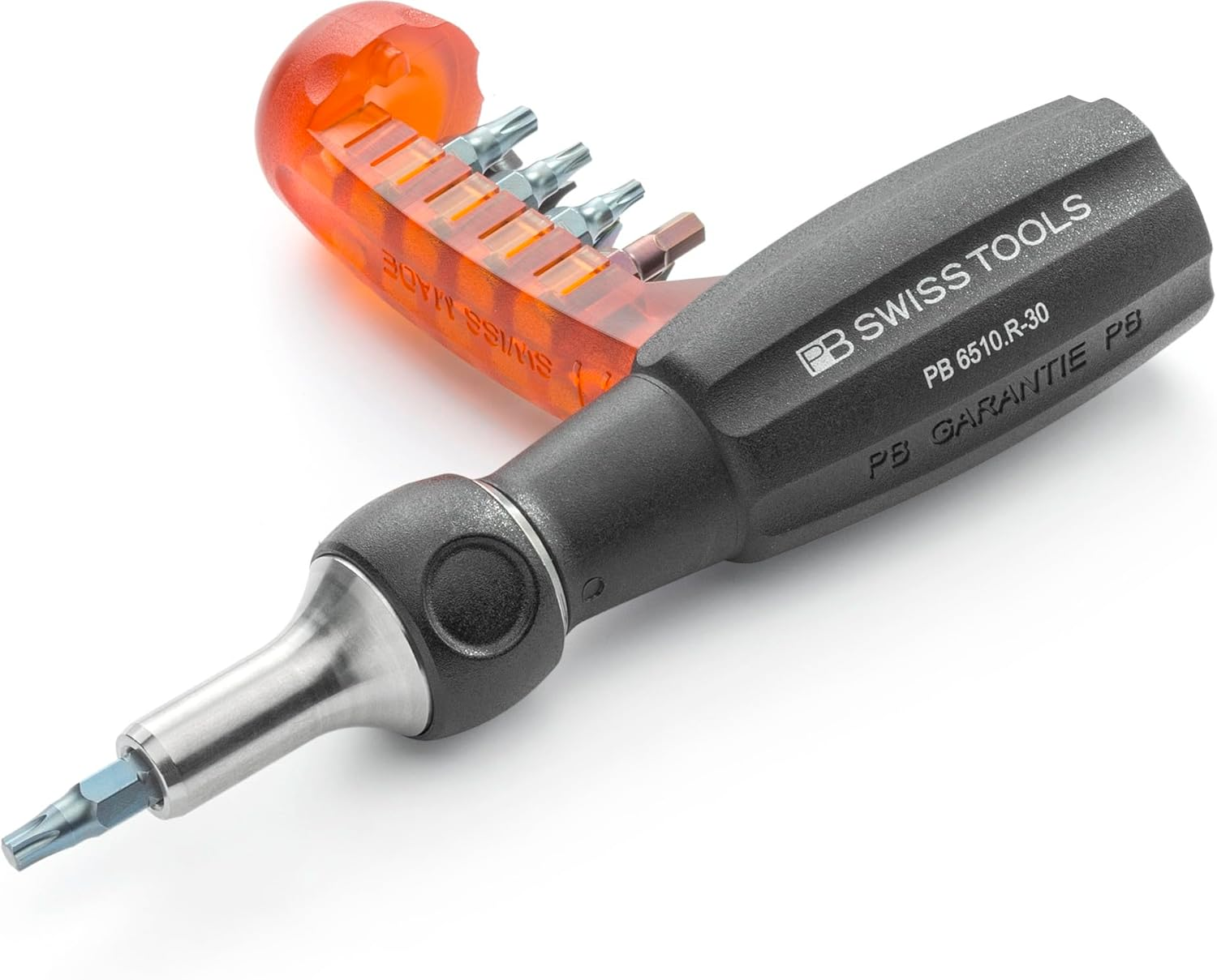 PB Swiss Tools Universal Insider Pro Ratchet for Bits C6 1/4-Inch, 30 Mm Blade Length, Black image number 4