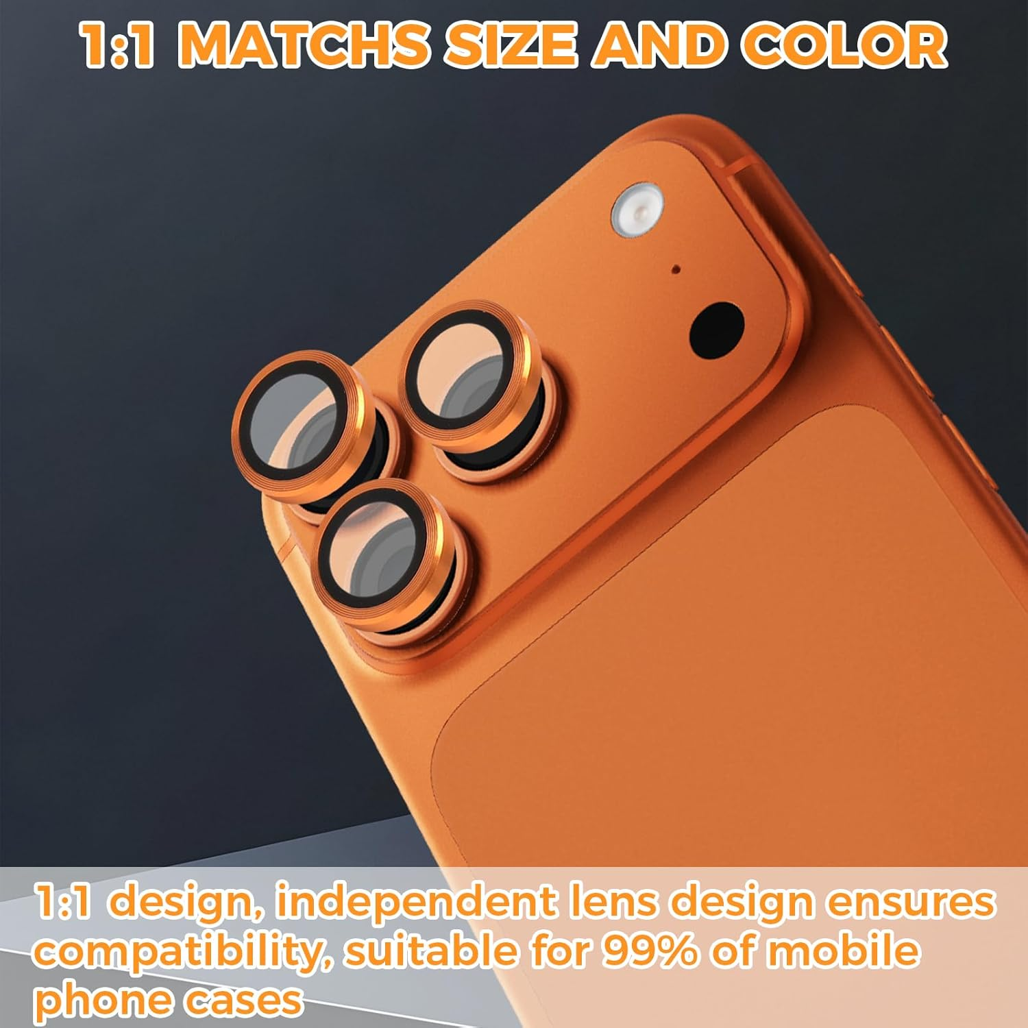 VOSSOT Camera Protection for Iphone 17 Pro Max/17 Pro Camera Protection 9H Ultra Thin Tempered Glass with Positioning Frame, Scratch-Resistant, Anti-Fingerprint & Bubble-Free Installation, Orange image number 1