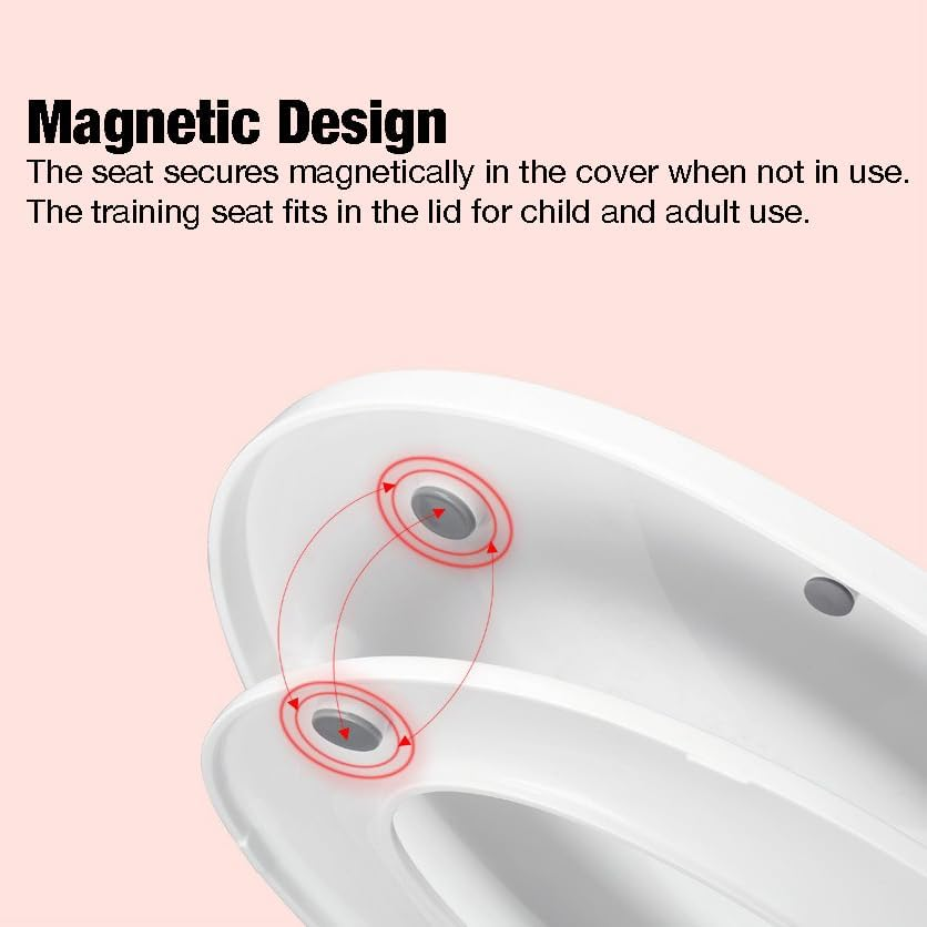 Pandaear Toilet Seat with Build-In Toddler Potty Training Seat, Elongated Toilet Seat with Splash Guard for Toddler Training, Easy to Install & Slow Close (Elongated)