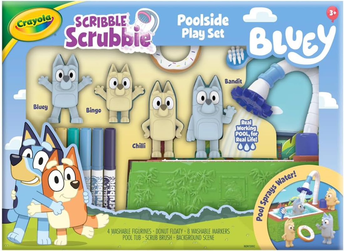Crayola Scribble Scrubbies Bluey Poolside Playset (4Ct), Colorable Bluey Toys for Kids, Washable Coloring for Toddlers, Ages 3+ image number 4