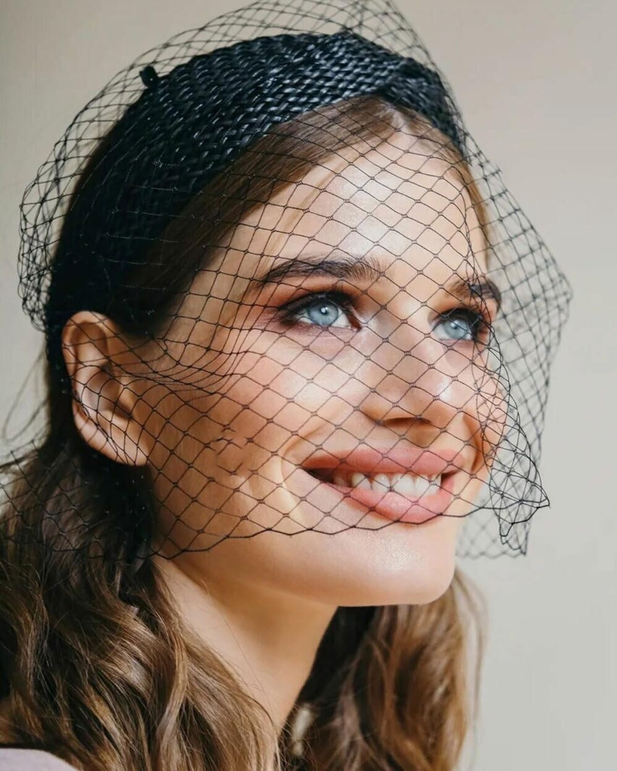 KGDUYC 1 Piece Black Mesh Headband with Veil for Women, Elegant Vintage Veil for Tea Party, Wedding, Bridal Shower and More