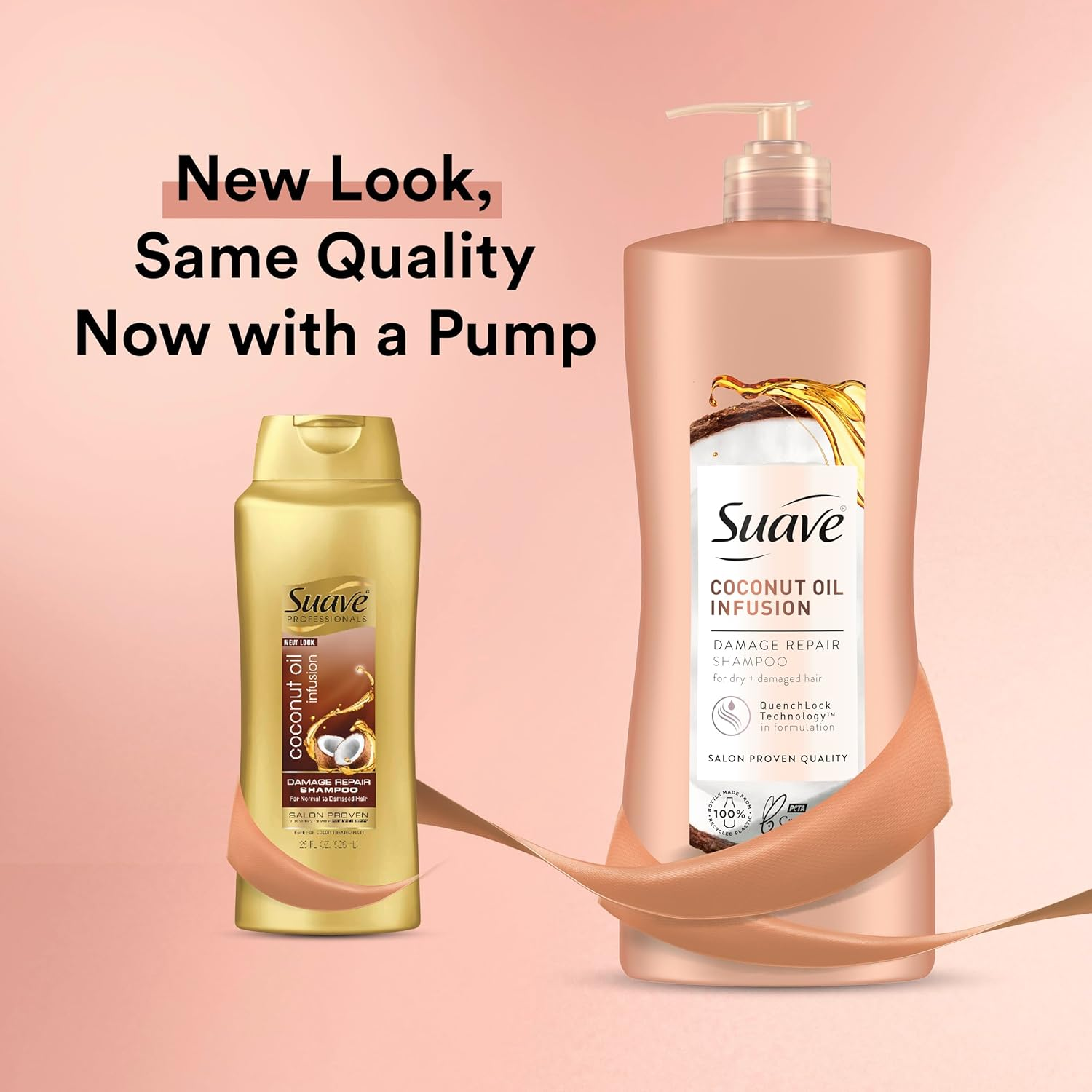 Suave Coconut Oil Damage Repair Shampoo, for Normal, Dry and Damaged Hair, with Pure Coconut Oil Infusion, 28 Oz Pack of 4 image number 3