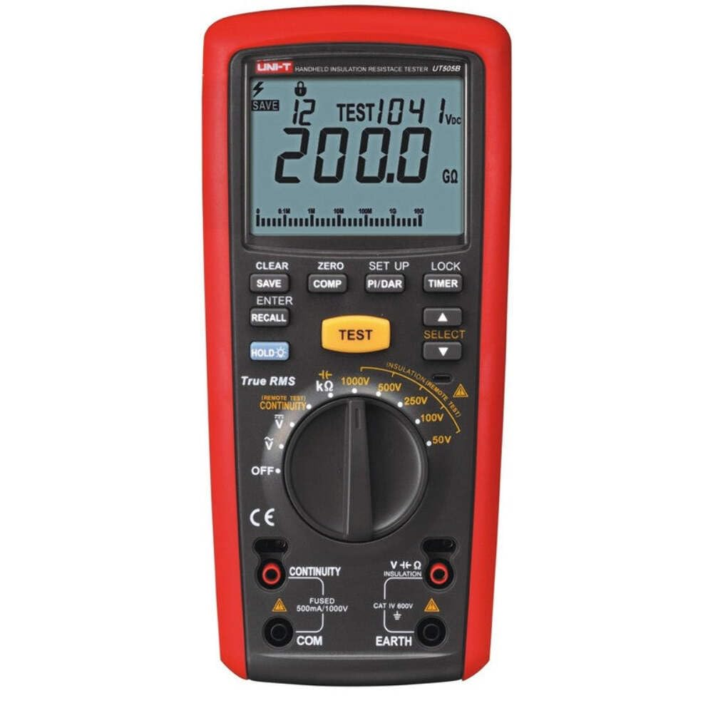 UNI-T UT505 Series Handheld Insulation Resistance Tester, Red/Grey Measure Insulation Resistance, PI, DAR (UT505B)