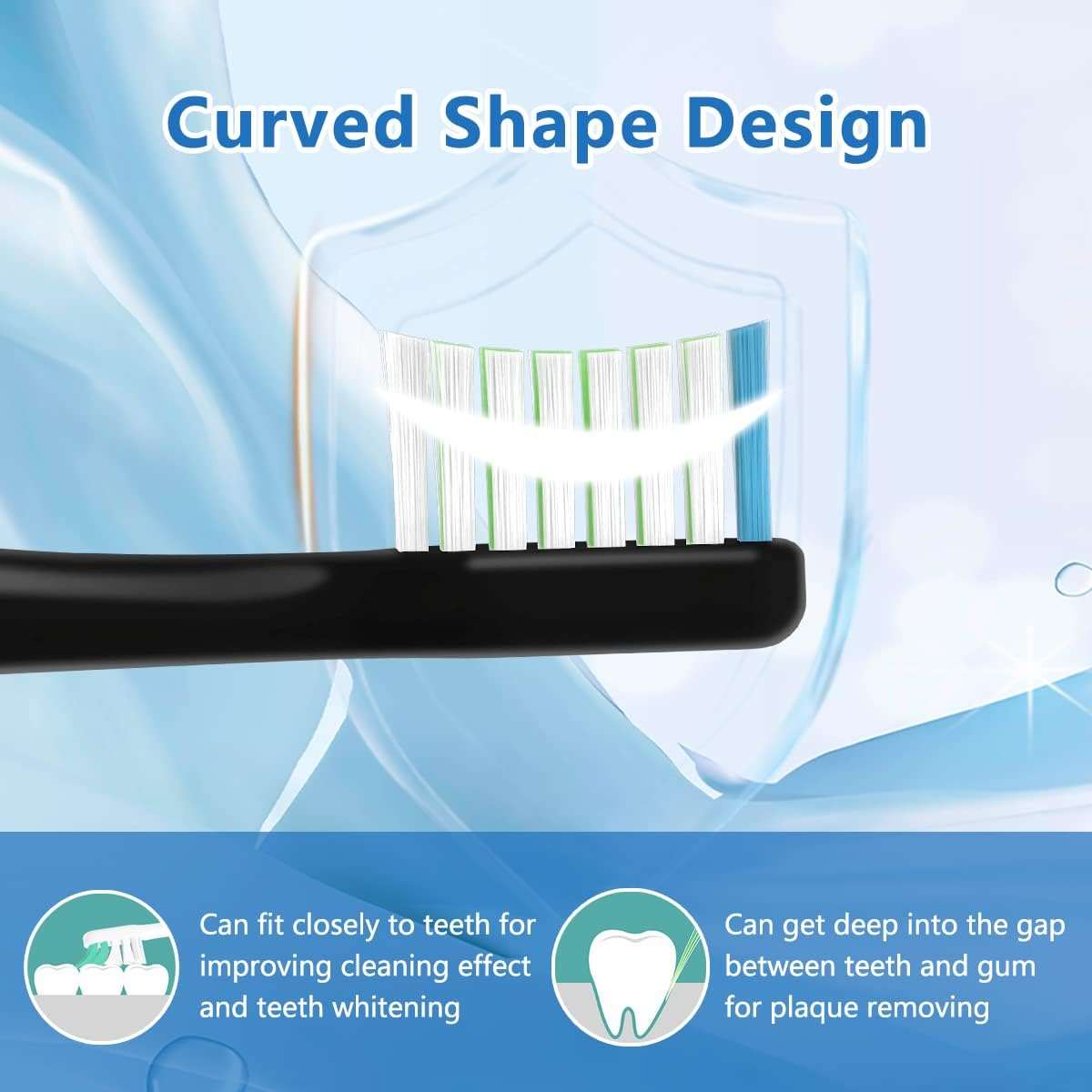 Compatible with Waterpik Complete Care 9.0 (CC-01), 5.0 (WP-862) Sonic Electric Toothbrush Replacement Brush Heads STRB-10WB, Soft Bristle, 10 Pack (Black, M) image number 3