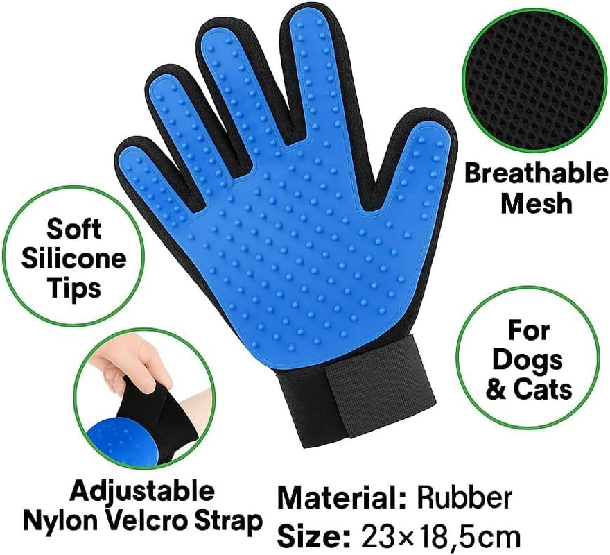 2-In-1 Pet Grooming Gloves Set for Dogs & Cats, Dual Hand De-Shedding Brush Gloves, Hair Removal & Cleaning Tool for Shedding Control, Soft & Reusable image number 4