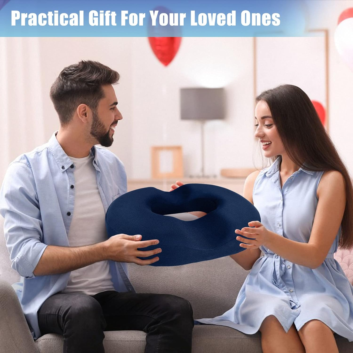 Blisstrends Donut Pillow Seat Cushion,Donut Chair Cushions for Postpartum Pregnancy & Hemorrhoids,Tailbone Pain Relief Cushion,Memory Foam Lifting Cushions for Office&Home Chairs (Blue) image number 1