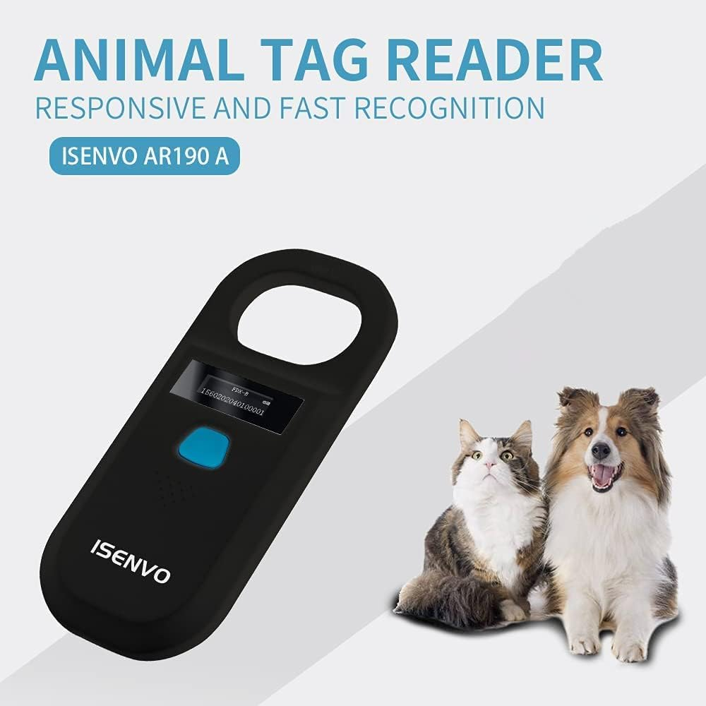 ISENVO Pet Microchip Scanner Rechargeable RFID EMID Micro Chip Reader Scanner 134.2Khz 125Khz 15 Digits Pet Chip ID Scanner for Animal/Pets/Pigs/Dogs/Cats (190A) image number 2