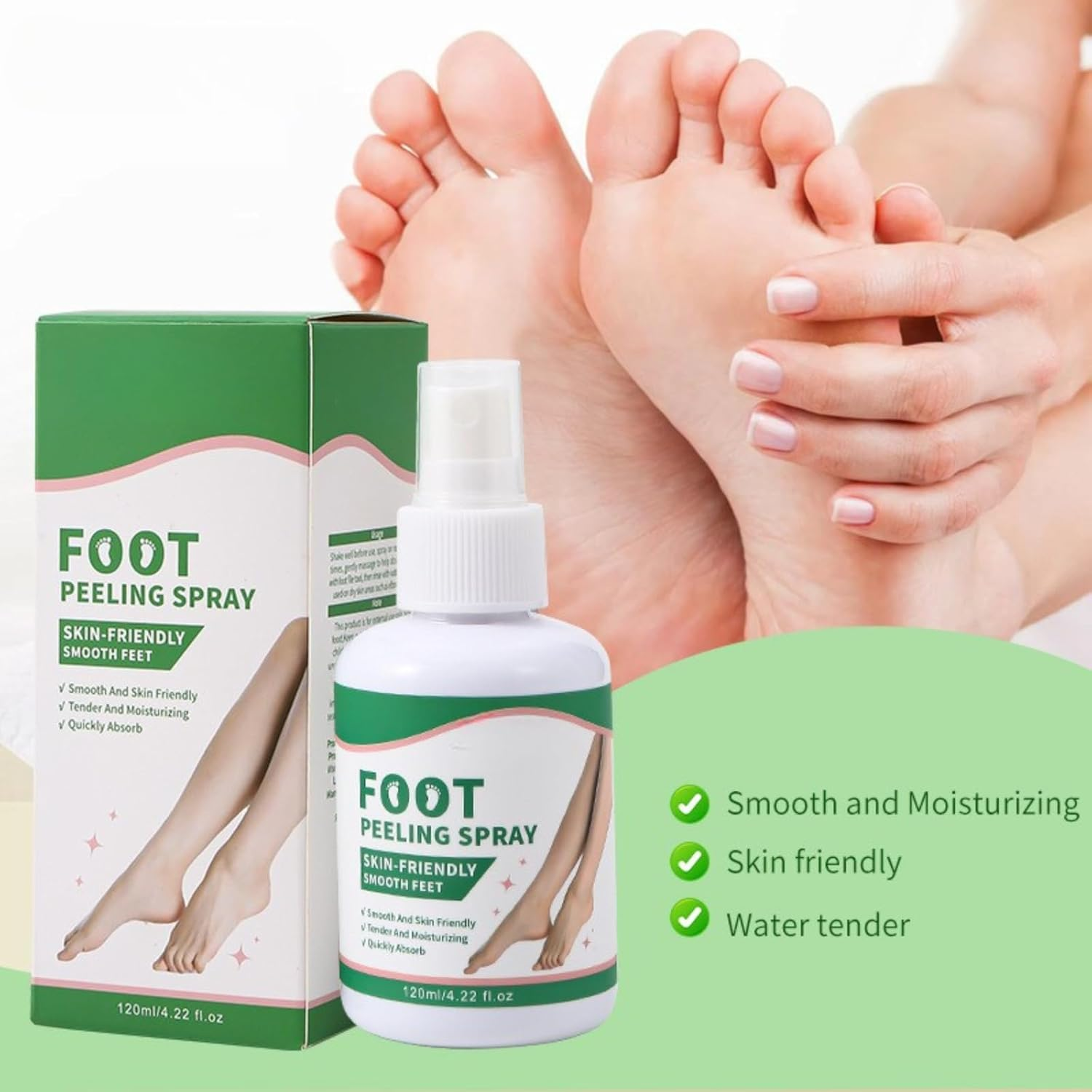 Peeling Spray with Aloe Vera, Exfoliating Foot Peel, Callus Remover for Feet and Heel Care, Hydrating Care for Cracked Heels, Feet Scrubber Dead Skin, Smooth Soft Skin (4Pcs) image number 6