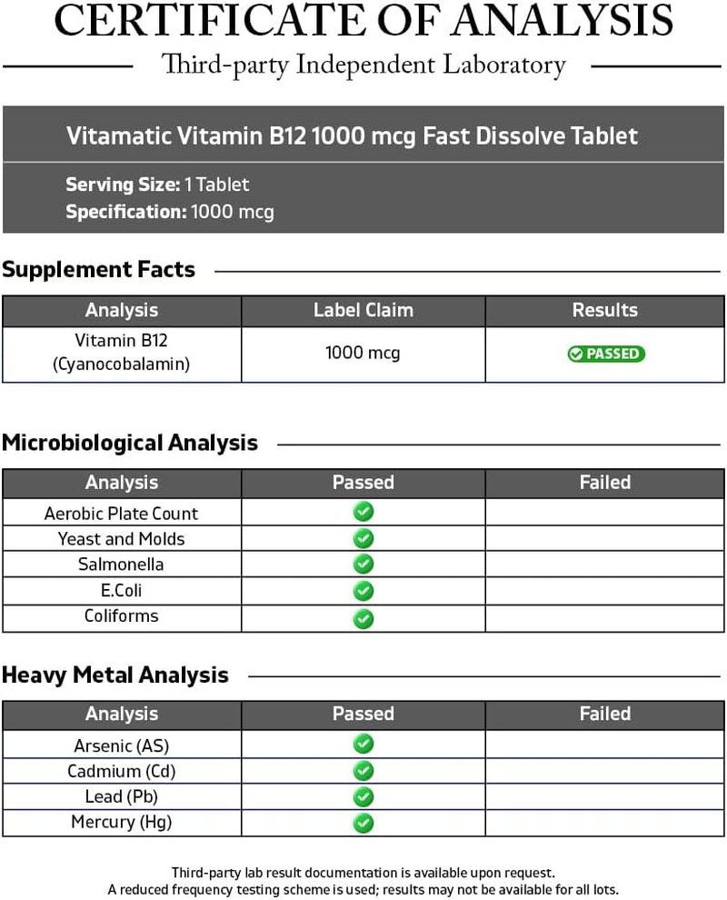 Vitamatic Vitamin B12 1000 Mcg Fast Dissolve 365 Tablets - Berry Flavor - Supports Energy Metabolism image number 3