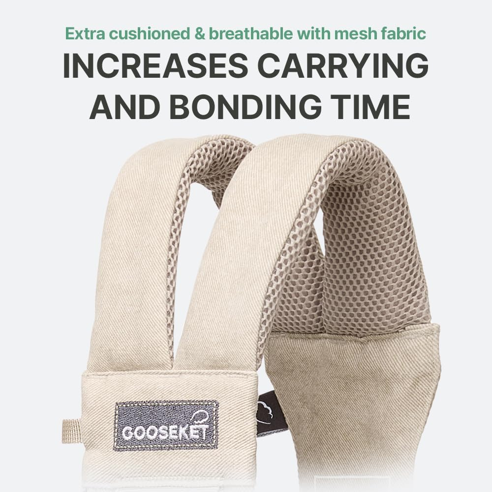 GOOSEKET 365 Toddler Carrier, 100% Cotton, Lightweight, Easy-To-Use, Portable, Suitable from 6-48 Months, Supports up to 44LBS (Khaki) - Brown Leopard image number 7