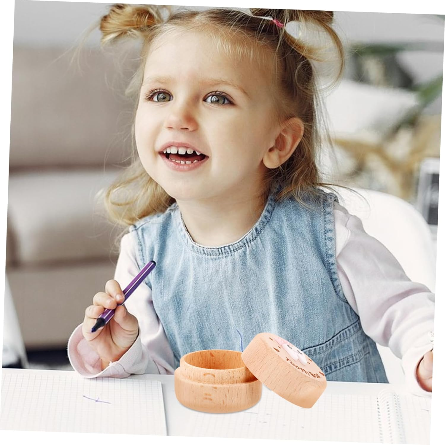 SECFOU Wooden Tooth Box for Boy Girl Modern Keepsake Storage for Teeth and Hair Cute Fairy Box for Boys and Girls Elegant Design for Nurseries and Bedrooms image number 6