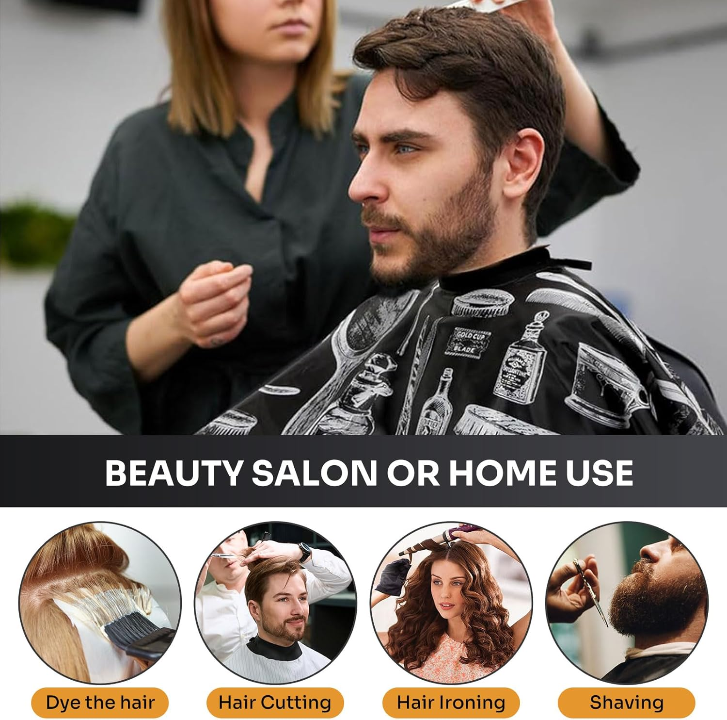 13Pcs Hair Cutting Cape with Neck Duster Brush Adjustable Extra Long Haircut Barber Cape 63" X 55" Profesional Barber Accessories for Men/Adults/Barber/Salon/Home/Women/Kids image number 2