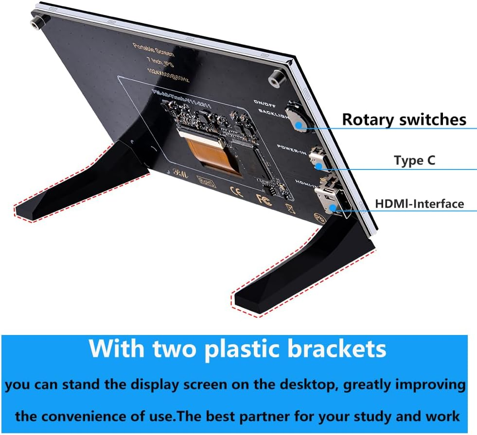 Geeekpi 7 Inch LCD Screen for Raspberry Pi, 1024X600 IPS LCD Display with Stand, HDMI Portable Monitor for Raspberry Pi 5/Pi 4B/3B+/3B/B+/Zero/400, Win11/10/8/7, Banana Pi M5/M2 Zero image number 3