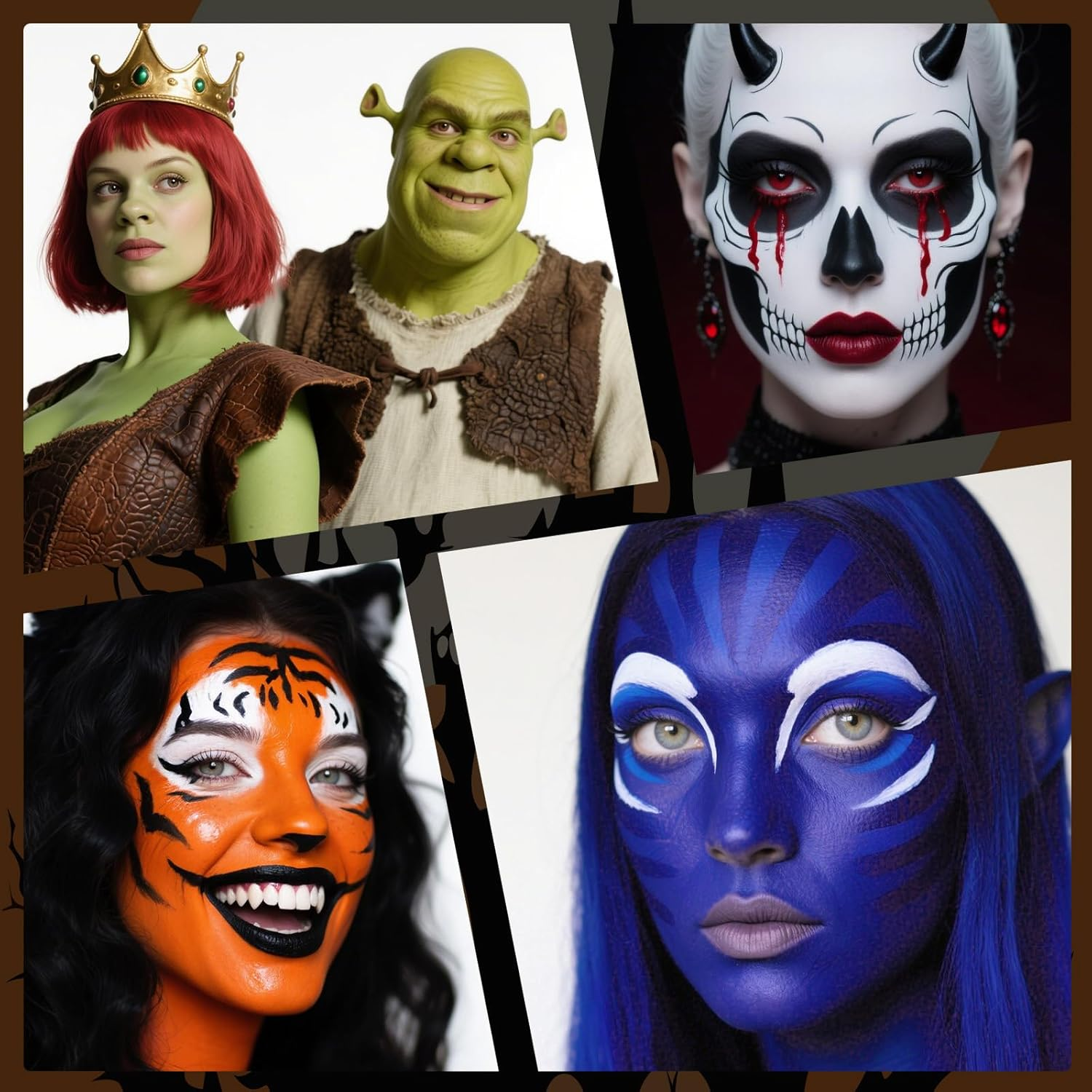 YBUETE White Black Face Body Paint Stick Set with Translucent Setting Powder and Sponges, Professional Full Coverage Face Painting for Adults Halloween Cosplay SFX Skull Zombie Skeleton Goth Makeup image number 2