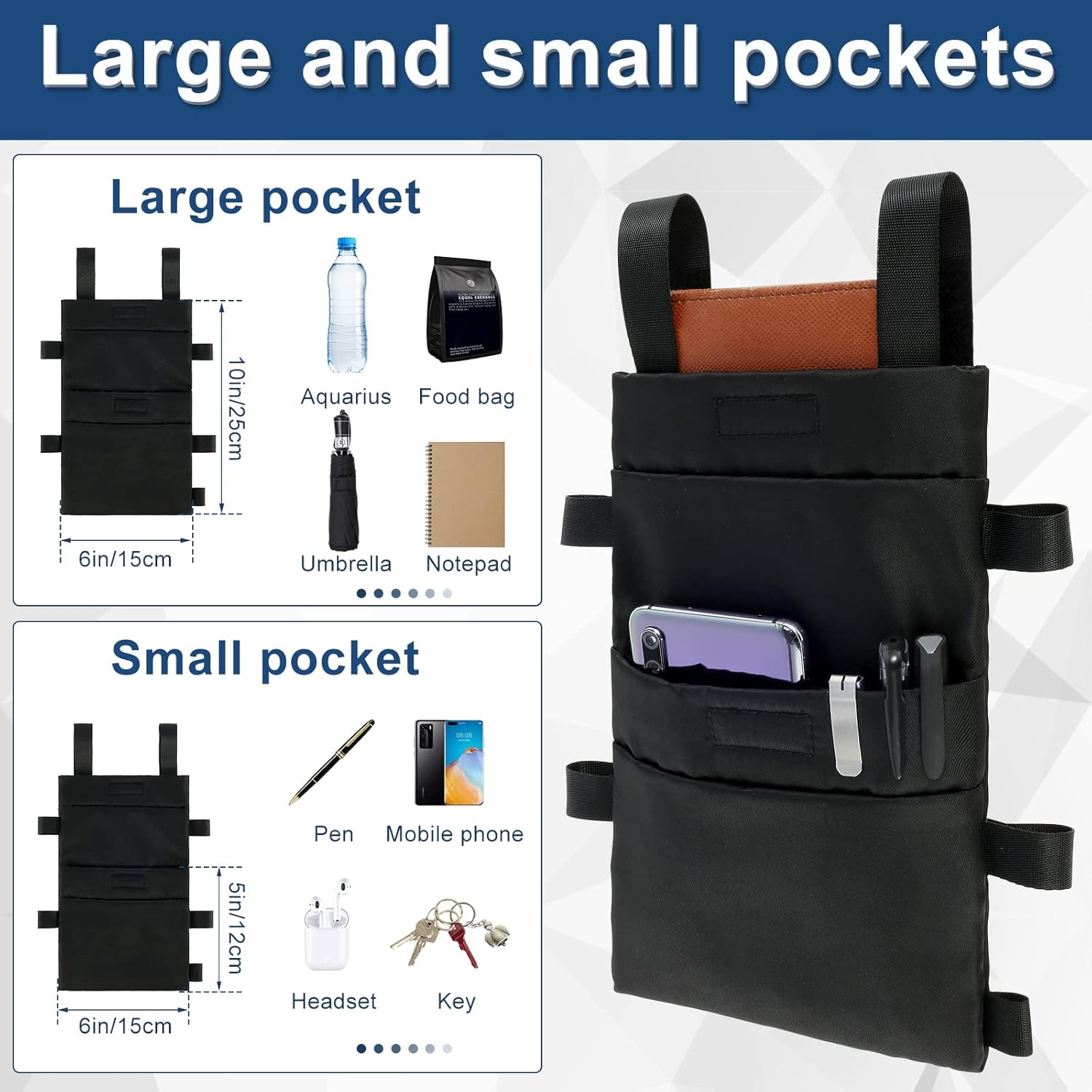 Txkrhwa Crutch Pouch Lightweight Crutch Storage Pocket with 2 Pockets Universal Hanging Crutch Bag with Adjustable Buckle Waterproof Crutch Storage Organizer for Crutches image number 5