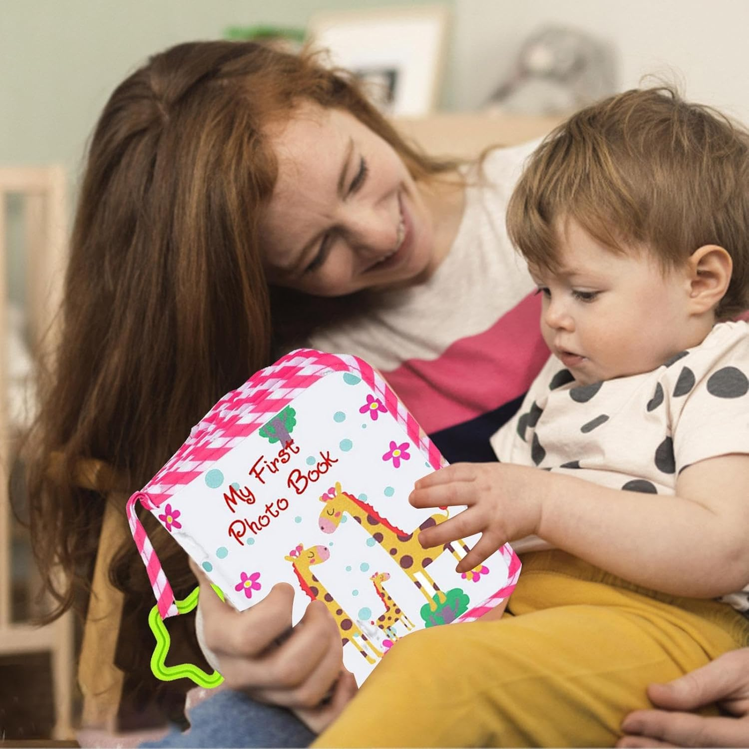 Album Photo En Tissu Pour B&eacute;b&eacute; Avec Motifs Girafe, Livre Photo Souvenir Doux Pour La Premi&egrave;re Ann&eacute;e, Collectionneur De Photos Id&eacute;al Comme De Naissance Ou Souvenir Familial image number 3
