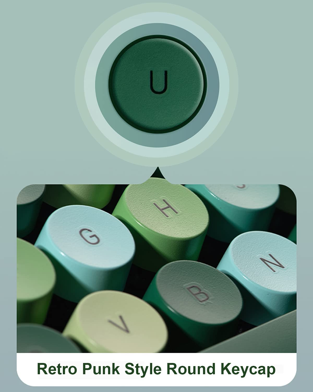 Wireless Keyboard and Mouse Combo Retro Typewriter Keyboard with Numeric Keypad and Optical Mice Set 2.4Ghz USB Keyboard for Mac Windows 7/8/10/11 Laptop Desktop - Blue Colorful image number 3