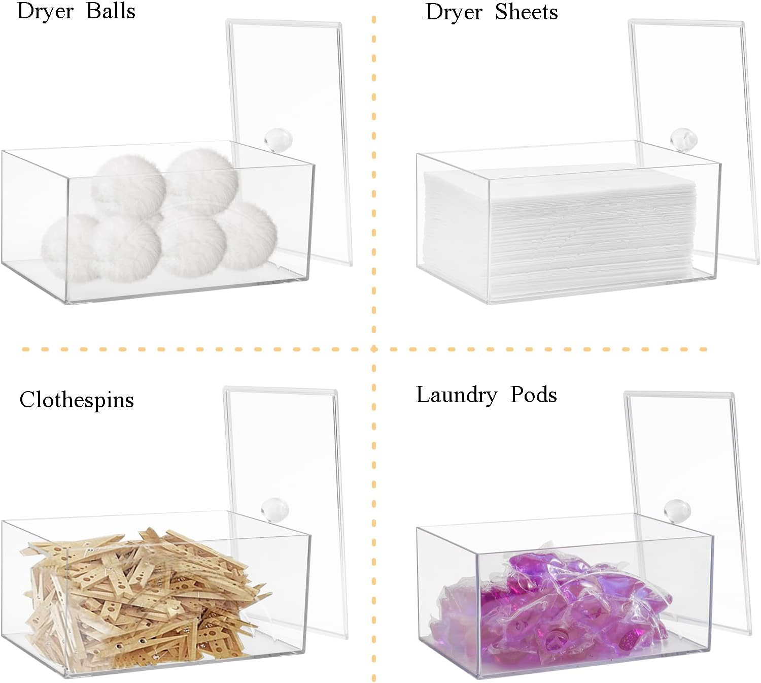 Zoocatia Farmhouse Laundry Dryer Sheet Holder Clear Detergent Pods Container Dryer Balls Dispenser with Lid, Organization and Storage Box for Laundry Room, Bedroom, Desk, (WEN451-1) image number 3