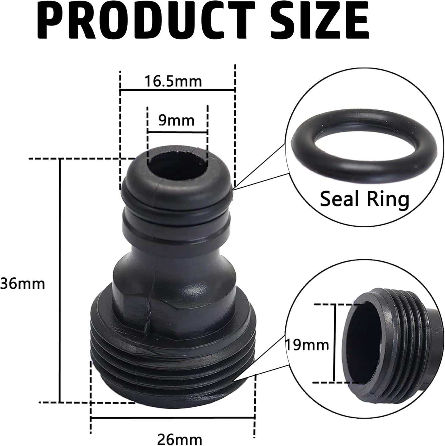 2 Pack 3/4 Inch Male Hose Tap Connector, Garden Tap Connector, 3/4" BSP Male Watering Fittings for Threaded Faucet Adapter (Set of 3) - Set1 image number 7