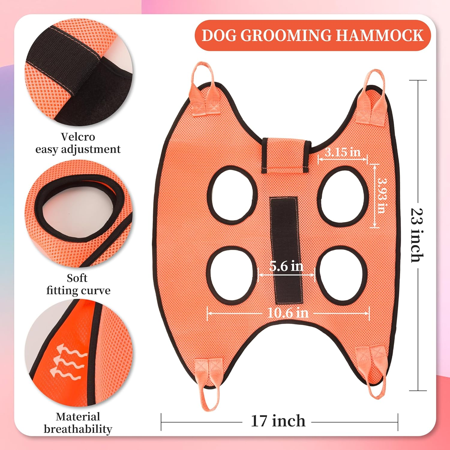 Patiencet Dog Grooming Hammock, Pet Grooming Hammock for Cats & Dogs with Security Strap, Dog Sling for Nail Trimming with Nail Clippers/Trimmer, Nail File, Pet Comb(S) image number 3