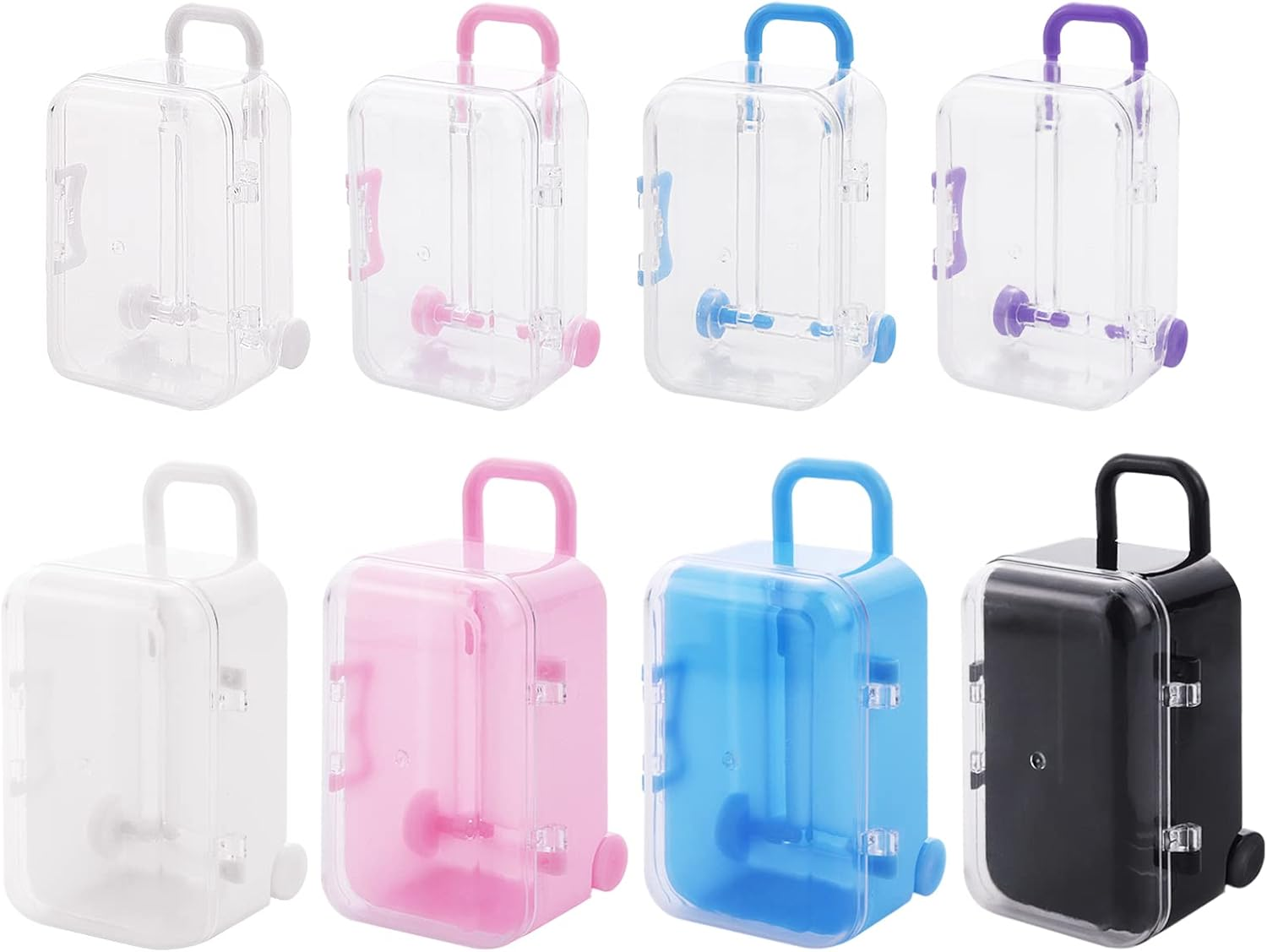 Ruksifg 8Pcs Miniature Suitcase Plastic Tiny Travel Suitcase Jewelry Storage Box for Home Decoration, Blue,White, Small, Style 1 image number 5