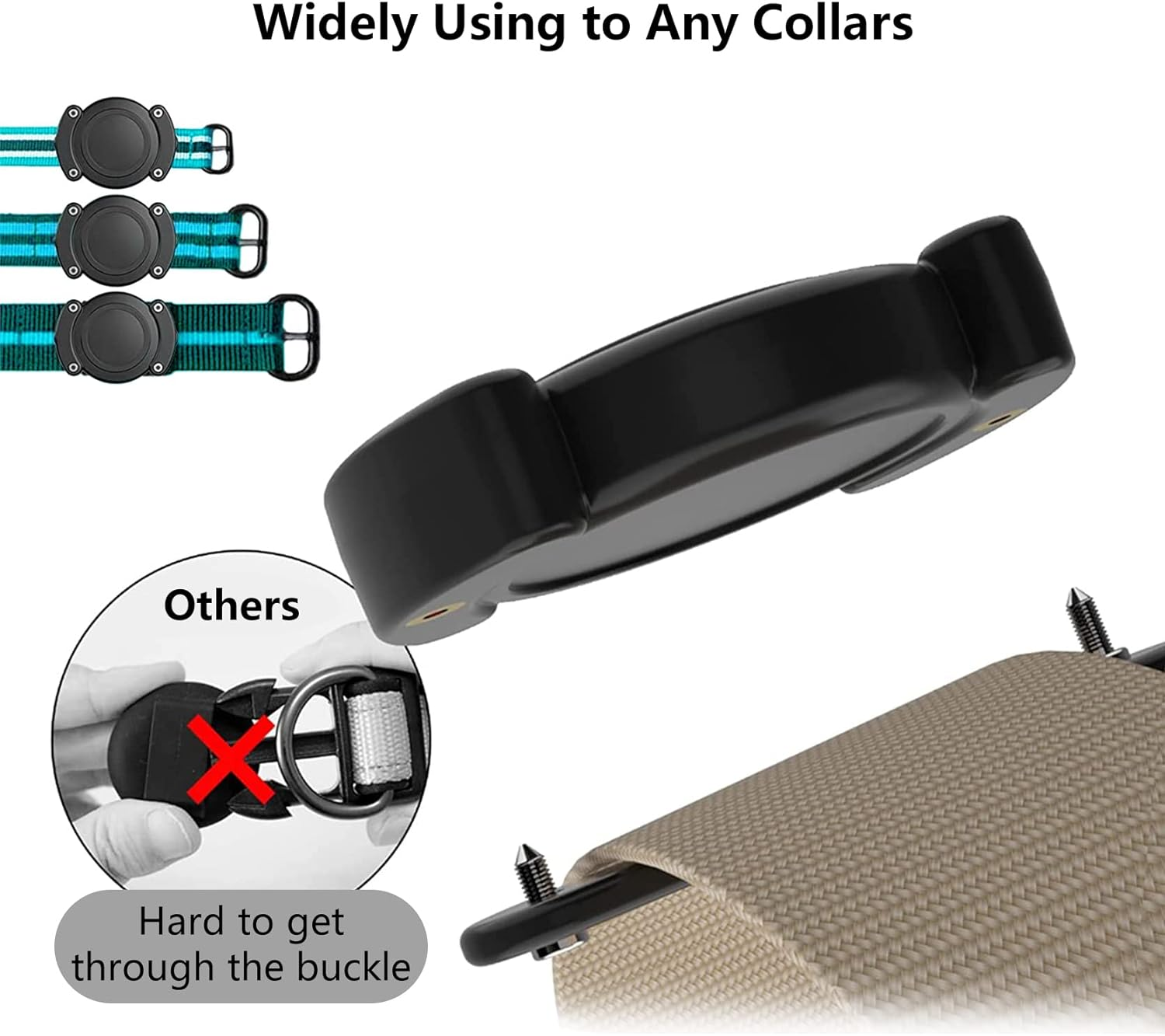 Aircawin for IPX8 Waterproof Airtag Dog Collar Holder Case Clear,Durable for Airtag Holder Case Glow-In-The-Dark,Full Protective Anti-Chew Hard PC Dog&Cat Collars Mount for Airtag Case-Glow image number 4