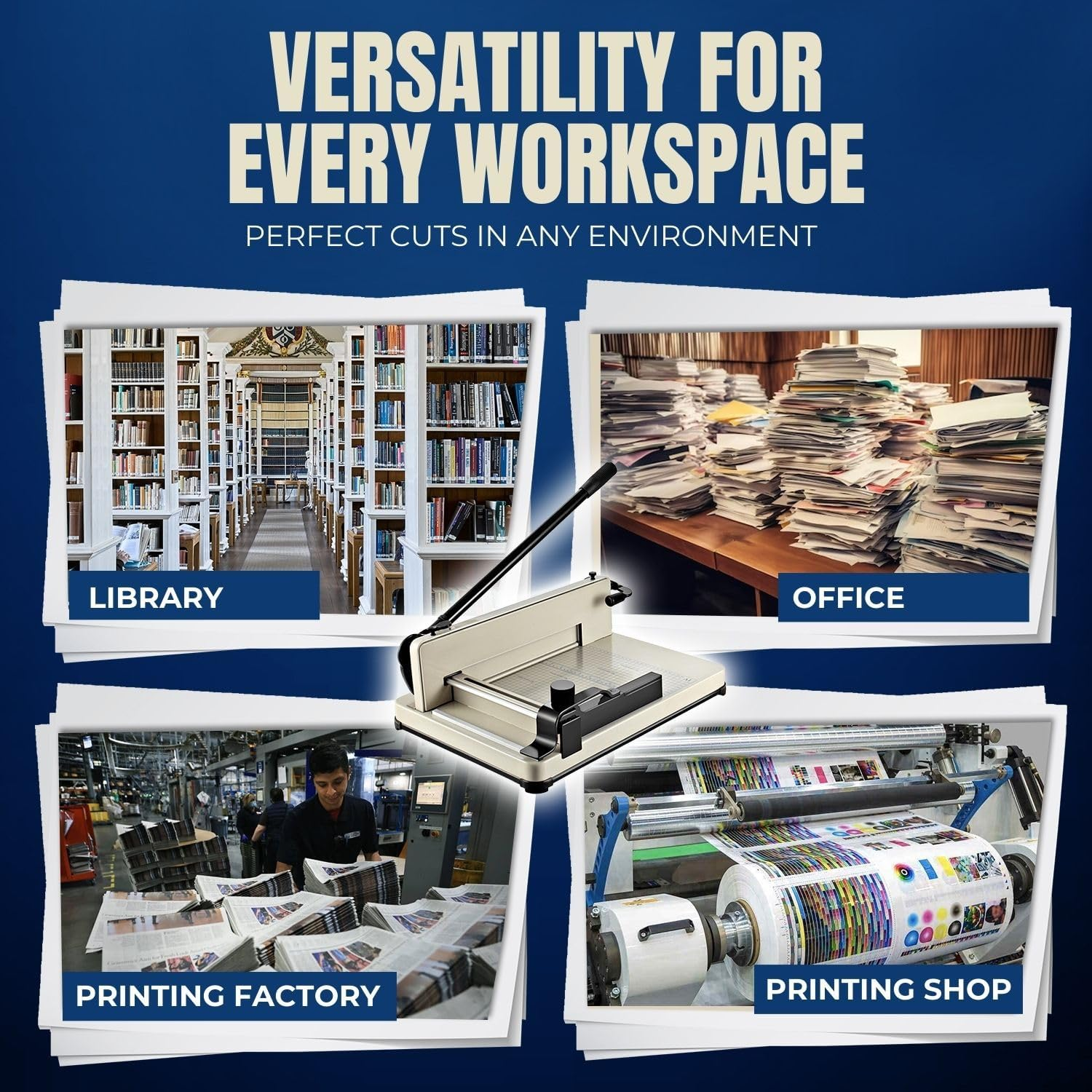 Flexzion Guillotine Paper Cutter 12 A4 Professional Industrial Heavy Duty Scrapbooking Metal Base Trimmer Machine 400 Sheet Capacity for Office Commercial Photocopy Printing Shop image number 1