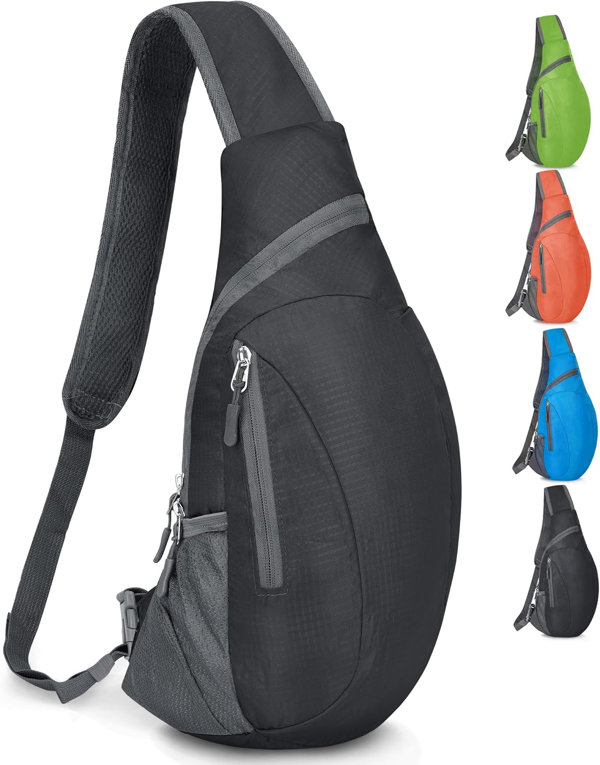 ZOMAKE Sling Backpack 10L - Small Crossbody Backpacks Waterproof Sling Bag for Women Men (Blcak)