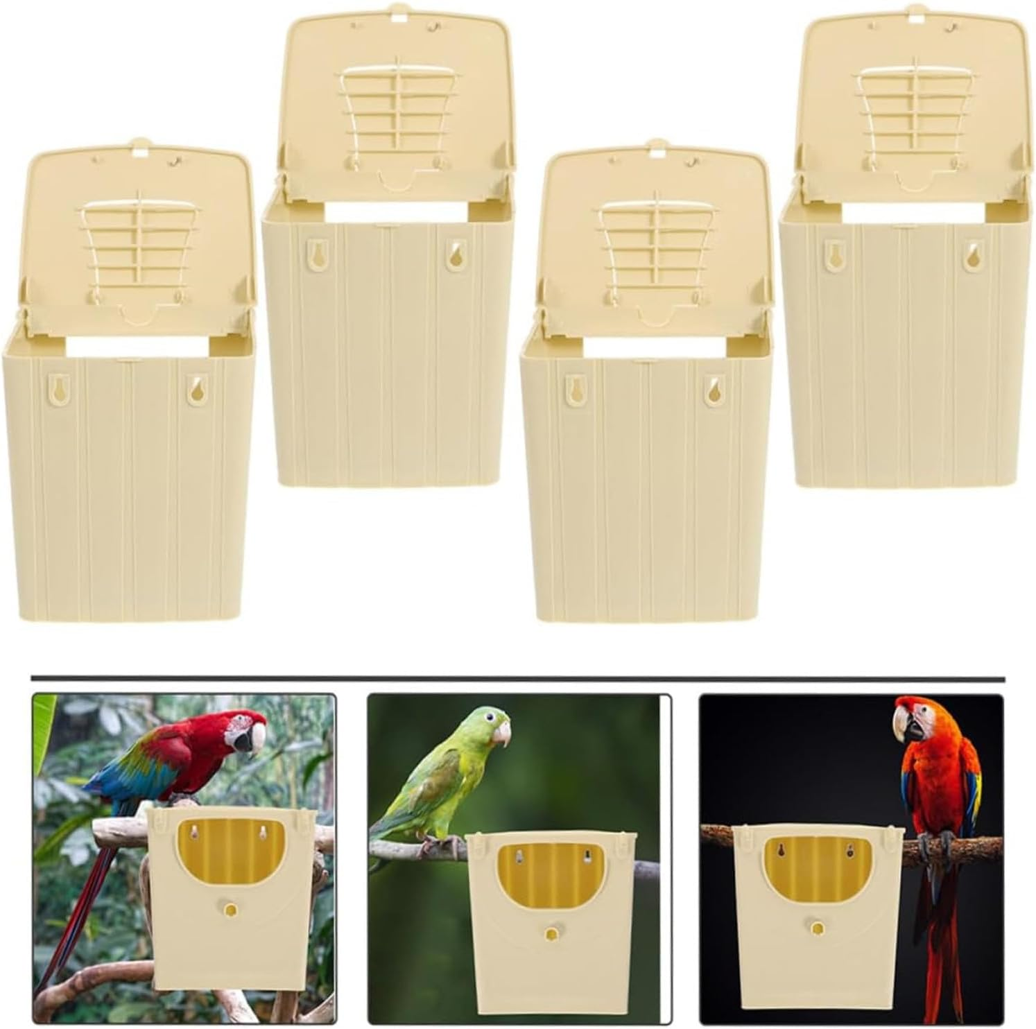 Plastic Birdhouse 4Pcs Bird Nesting House Plastic Breeding Box for Parakeets Love Birds Parrots Easy to Clean for Home Garden Porch Use