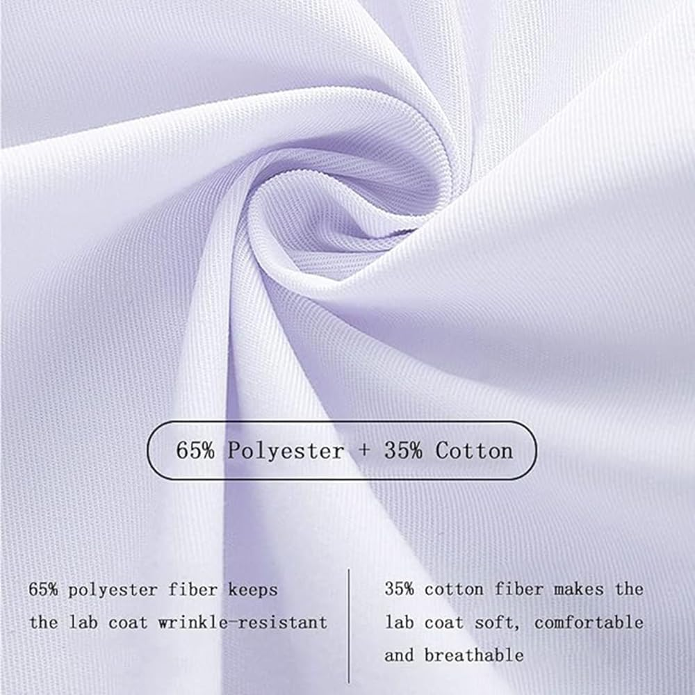 Scientist Long Professional White Lab Coat Long Sleeve Uniform Unisex Buttons down Doctor Nurse Workwear image number 4