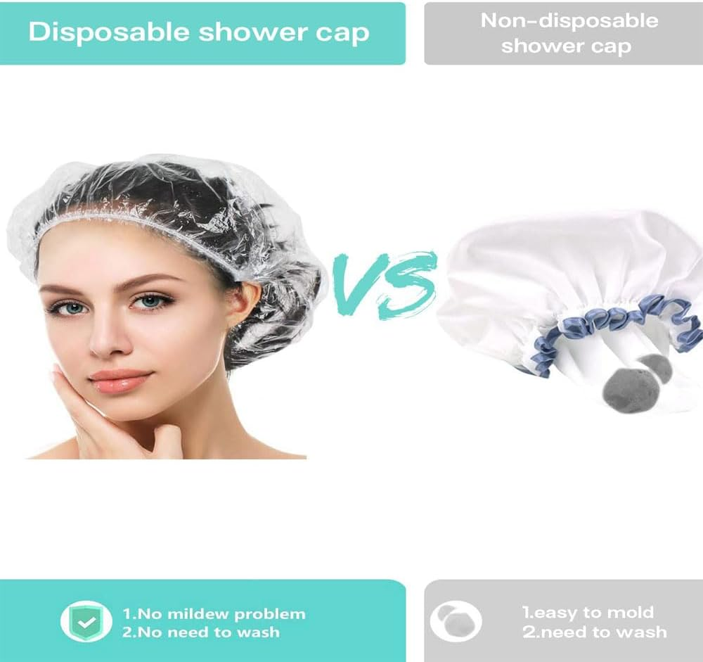 100 Pcs Waterproof Clear Hair Bath Caps Disposable Shower Caps for Women, Kids, Girls, Spa, Salon, Travel, Hotel and Home Use Plastic Hair Cap image number 5