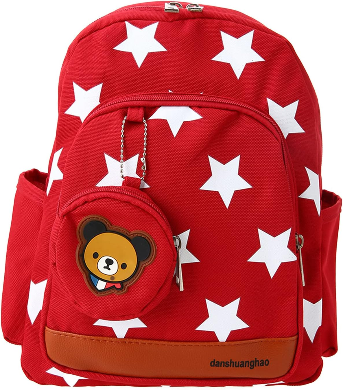 Tignapoo Kids School Bags Canvas Cute Star Pattern Travel Backpack Children Kindergarten Schoolbags with Coin Purse Red image number 6