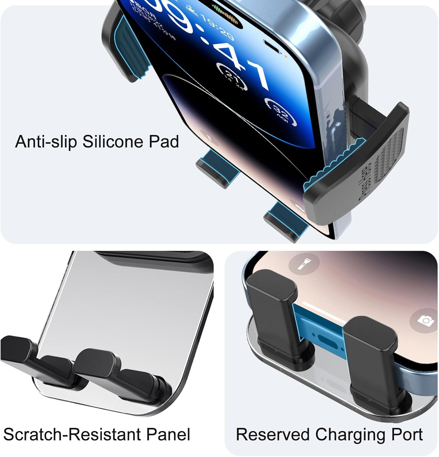 Beleeb Phone Holder Car, 360&deg; Rotation Car Phone Mount Cradle, Ultra Stable Hook Clip Vent Slip - One Button Release Function for Iphone, Galaxy All 4.7''-7.2'' Mobile Phones image number 3