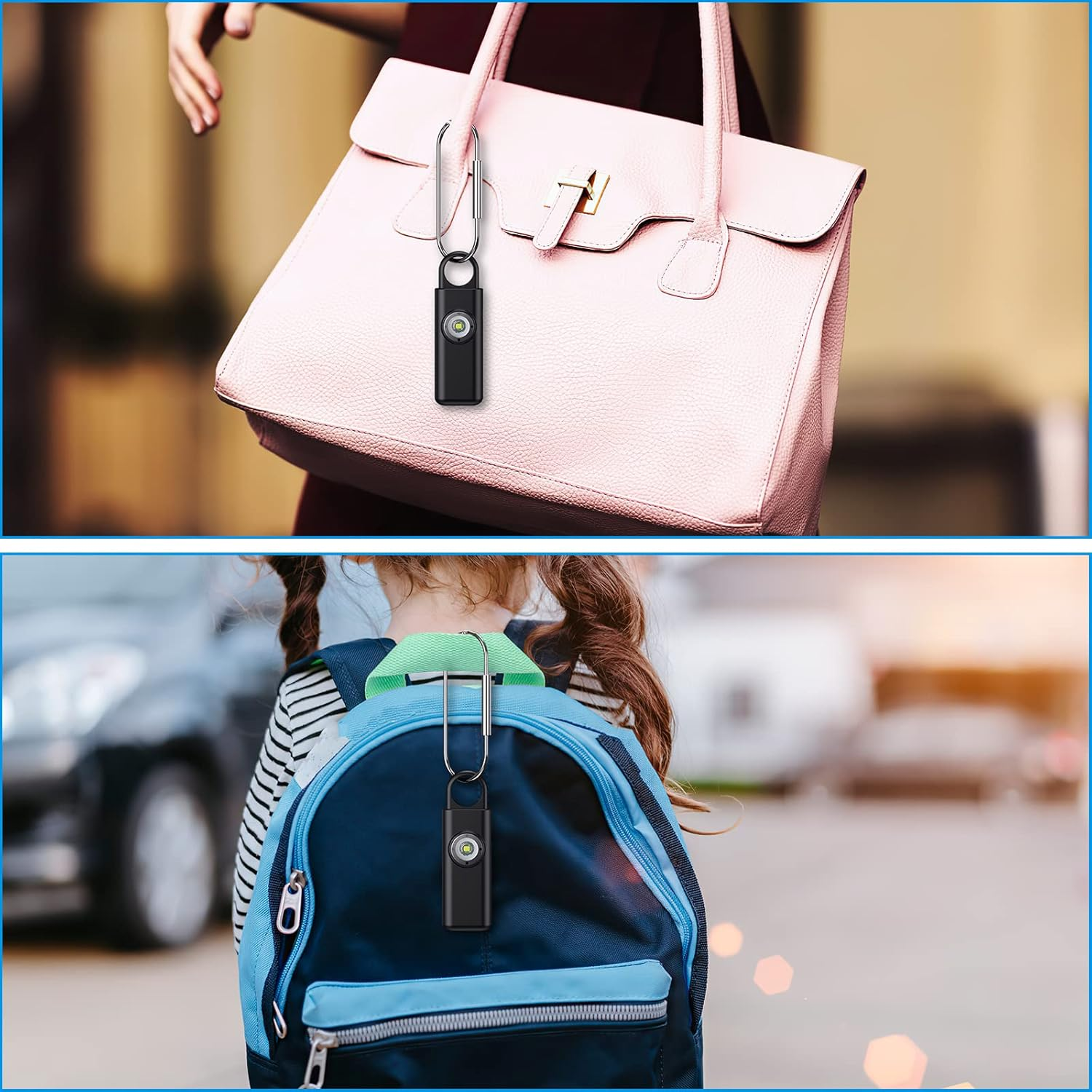 OQIMAX Personal Safety Alarm Keychain,130Db Loud Personal Alarm Police Approved with LED Flashlight, Rechargeable Small Personal Panic & Rape Alarm Keyring for Students, Girls, Kids image number 2