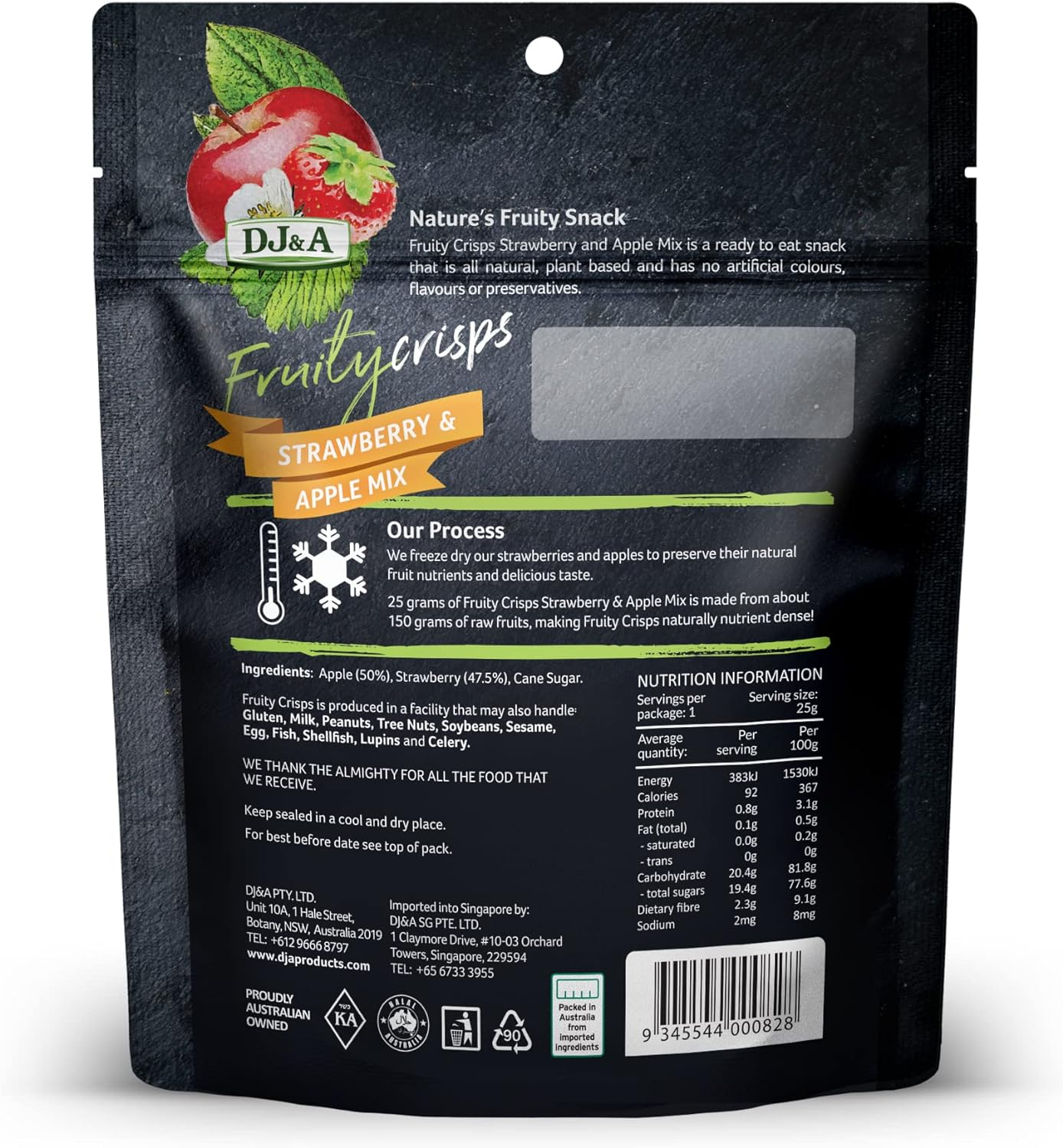 DJ & a Fruity Crisps Strawberry and Apple 25 G