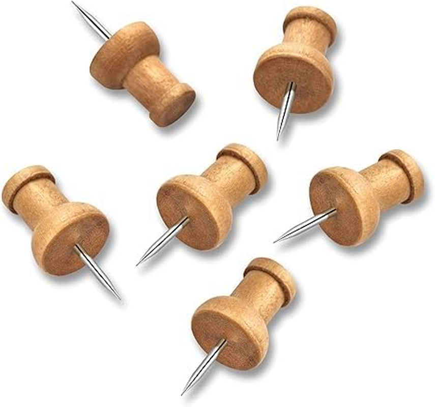 200Pcs Wood Push Pins Cork Board Thumbtacks Wooden Thumbtacks for Cork Boards and Home Office Craft Projects, Natural Color （Two Types） image number 5