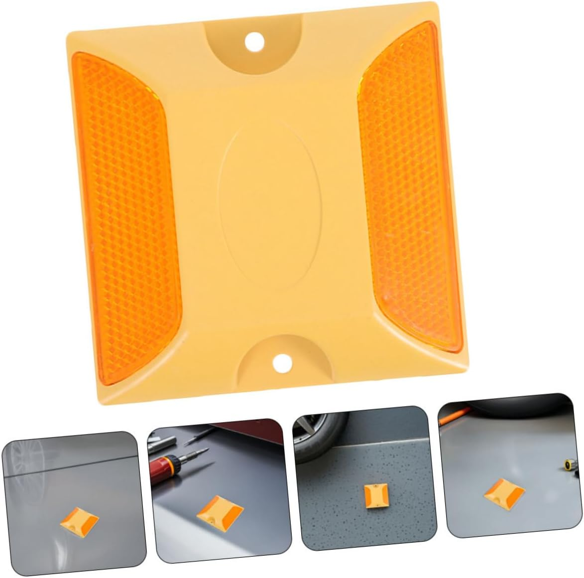 12Pcs Reflective Lane Markers for Driveways and Streets Studs with High Visibility for Night Safety Weather-Resistant Plastic Road Reflectors for Parking Areas and Pedestrian Zones image number 3
