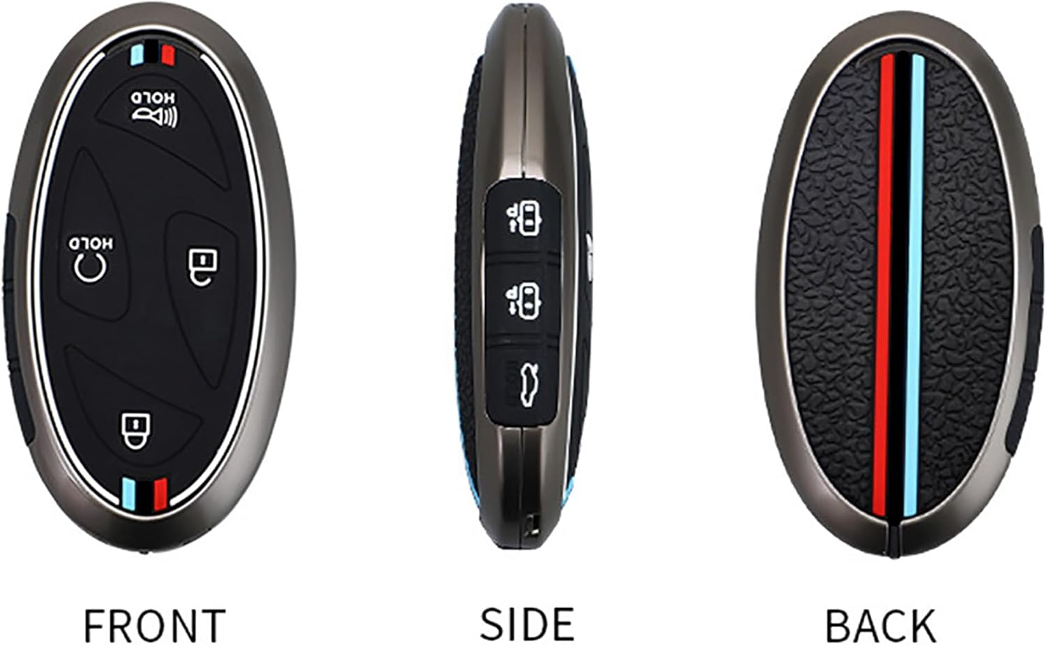 Ontto Key Cover Fit for Hyundai 5-Button Key Fob,Metal Frame Key Shell Soft Silicone Key Case