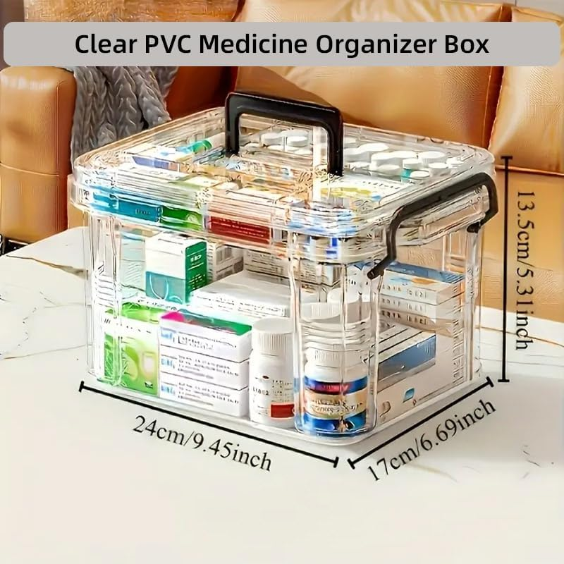AIMALL Multi-Layer Transparent Medicine Storage Box &ndash; Large Capacity Emergency Medical Organizer with Double-Layer Design and Handles for Household Use image number 4
