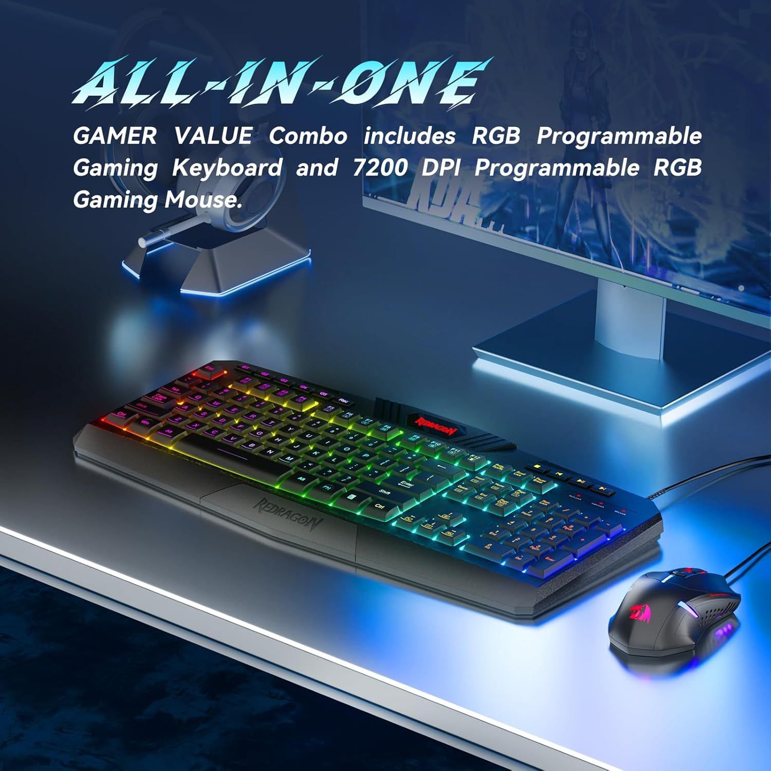 Redragon S101 Gaming Keyboard, M601 Mouse, RGB Backlit Gaming Keyboard, Programmable Backlit Gaming Mouse, Value Combo Set [New Version] image number 5