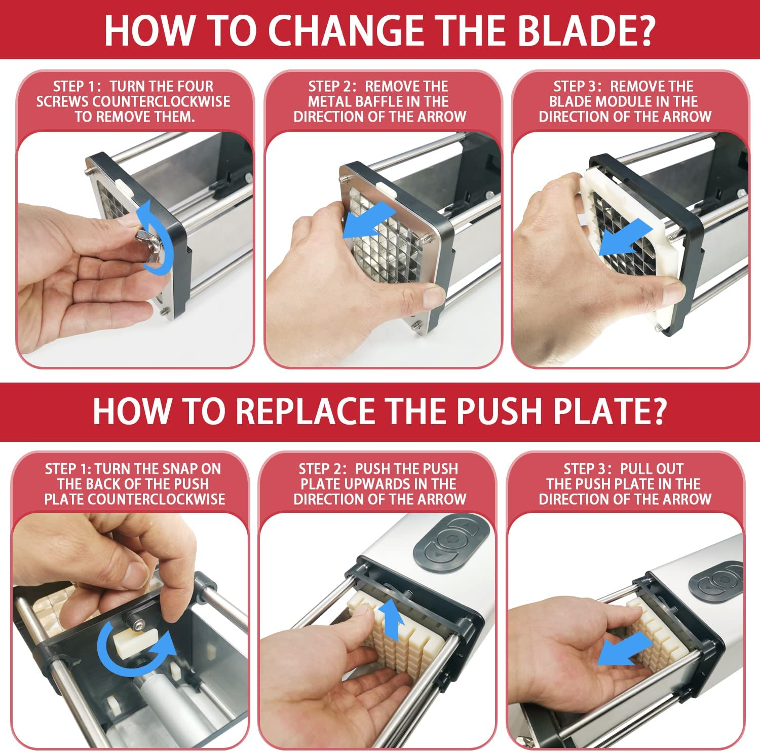 Electric French Fry Cutter, French Fry Cutter Stainless Steel with 1/2 & 3/8 Inch Blade, Vegetable Cutter, Professional Commercial and Household Potato Slicer, Use for Potatoes, Carrots, Apples image number 3