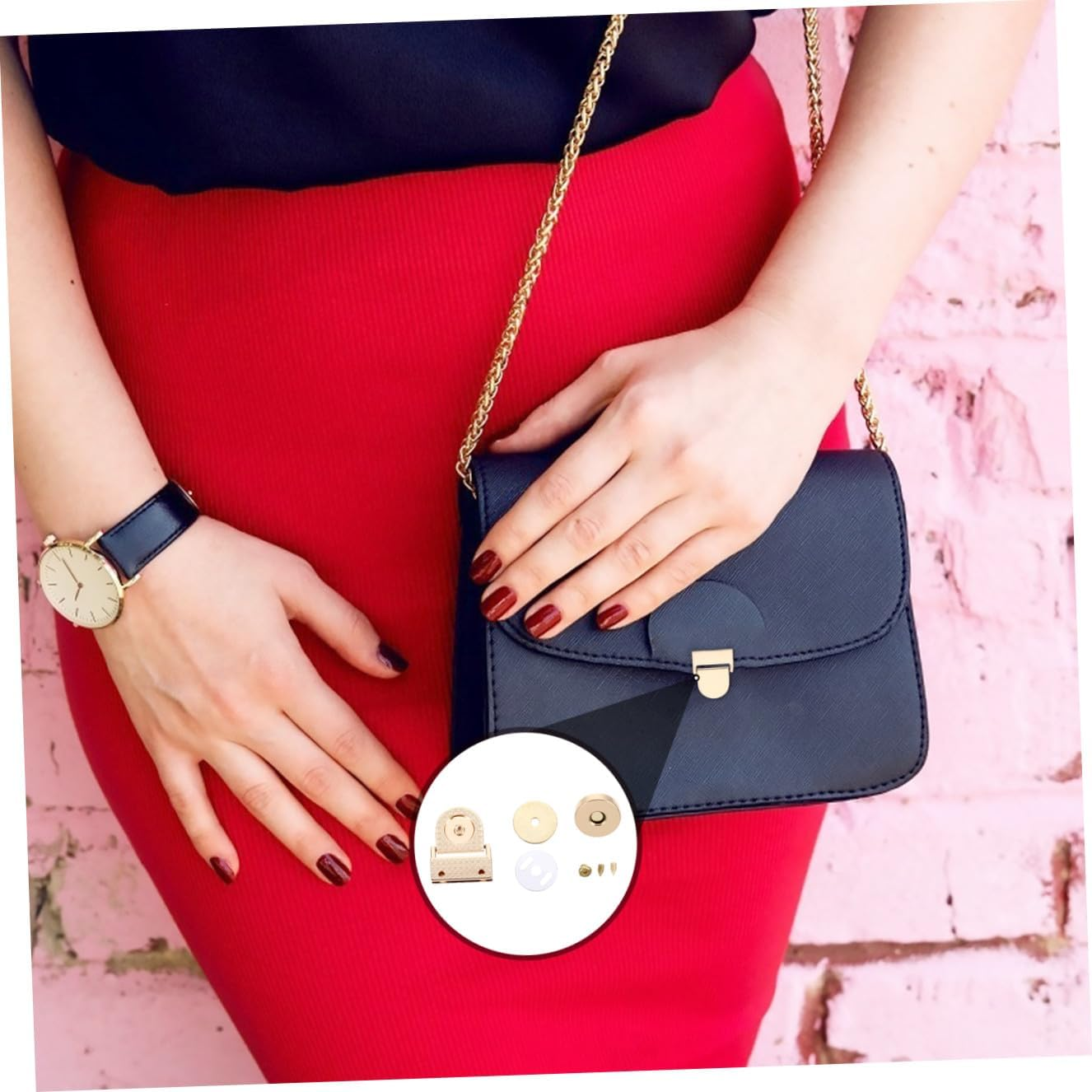 Uonlytech 5Pcs DIY Bag Buckle Locks Handbag Making Hardware Sturdy Metal Padlocks Decorative Clasps for Crafting Travel Bags and Luggage Accessories