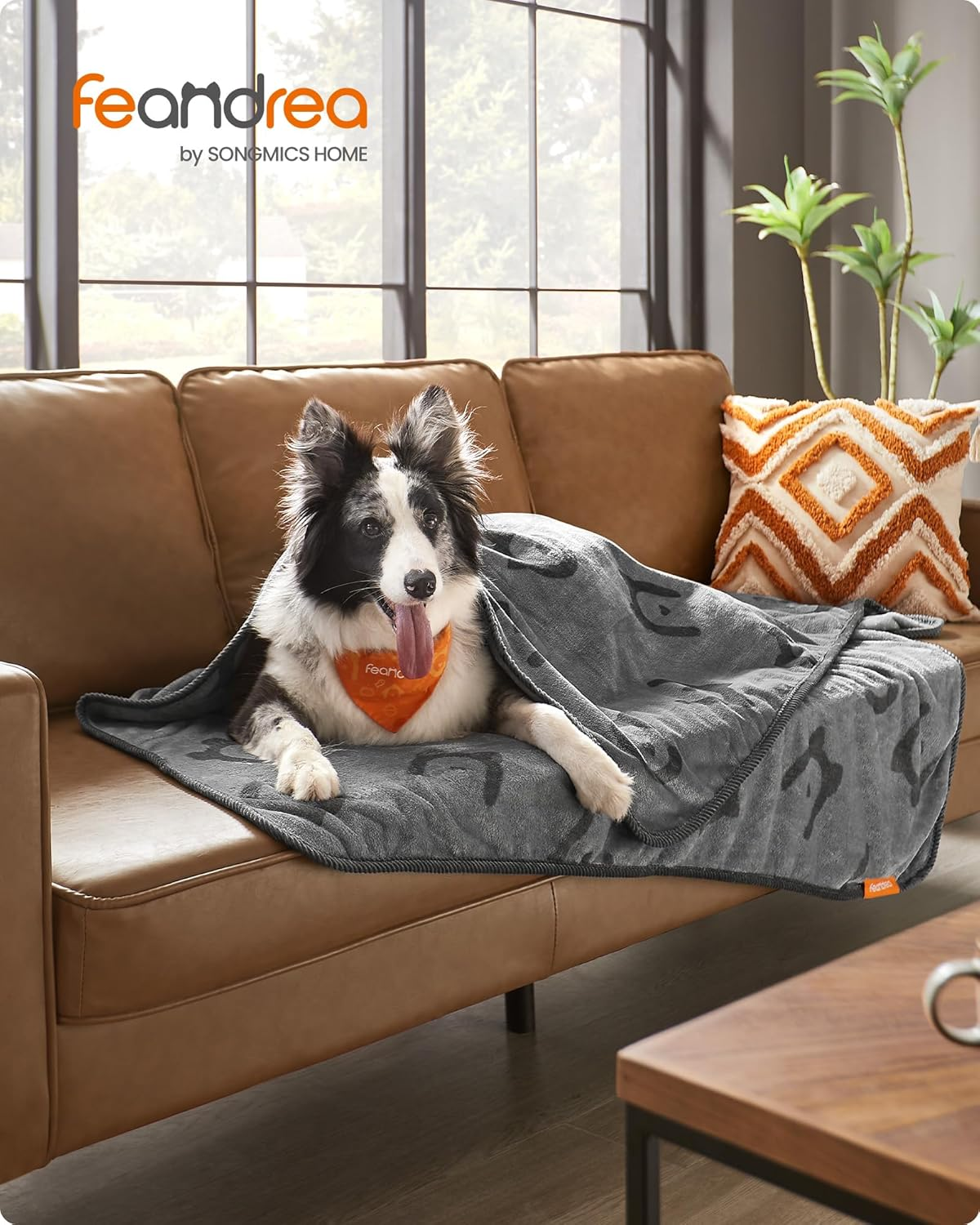 Feandrea Washable Dog Blanket, Set of 3 Pet Blankets, XL, 152 X 127 Cm, for Medium Large Dogs, Flannel, Protective Blanket for Sofa, Slate Grey PPB015G01 image number 1