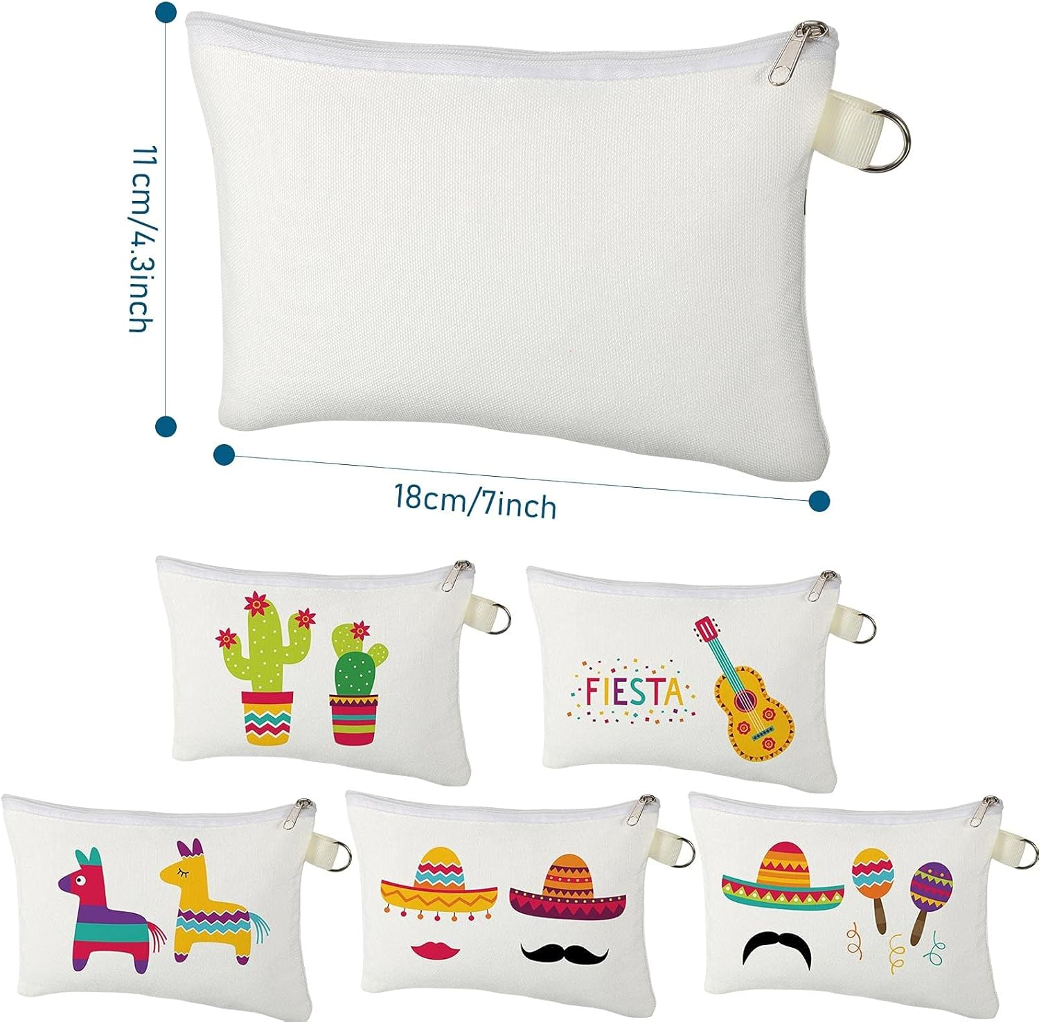 Sublimation Blanks Cosmetic Bags Multipurpose DIY Heat Transfer Makeup Bags Toiletry Pouch Iron on Transfer Zipper Canvas Pencil Bag for Multi-Functional School Travel DIY Craft (5 Pieces) image number 6