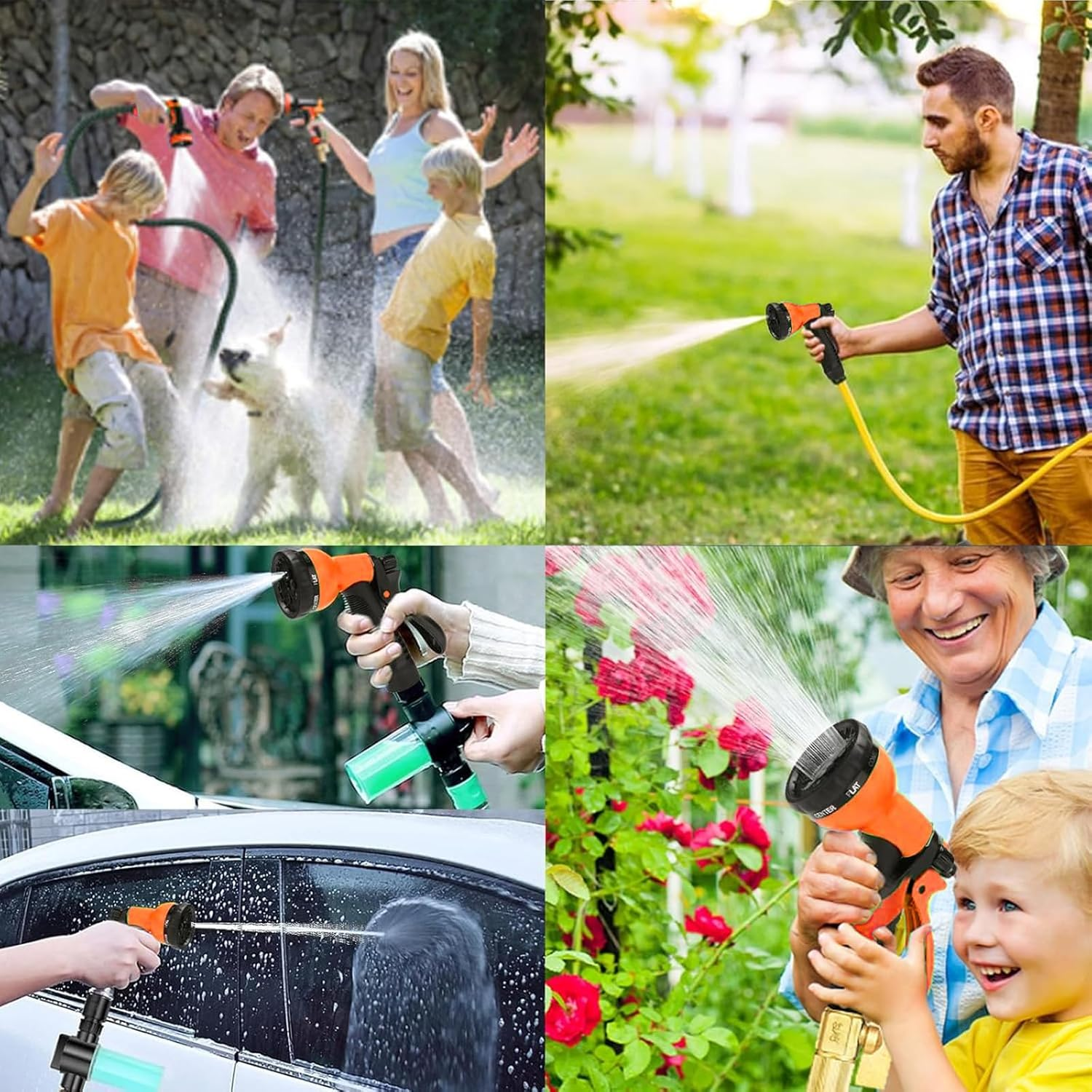 100Ft Expandable Garden Hose, with 8-Pattern Nozzle, 1/2' & 3/4' Convertible Connectors, Retractable Water Hose High Pressure with Dispenser Bottle for Car Wash & Lawn Watering image number 5