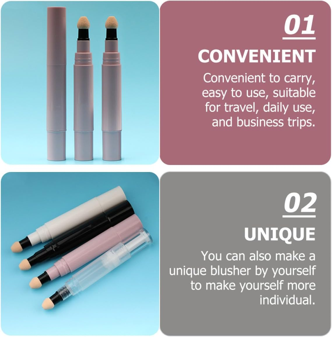 SEWACC 4Pcs 5Ml Refillable Blusher Bottles Cosmetic Tubes Pink Black White Twist Makeup Containers for Travel and Daily Use image number 1